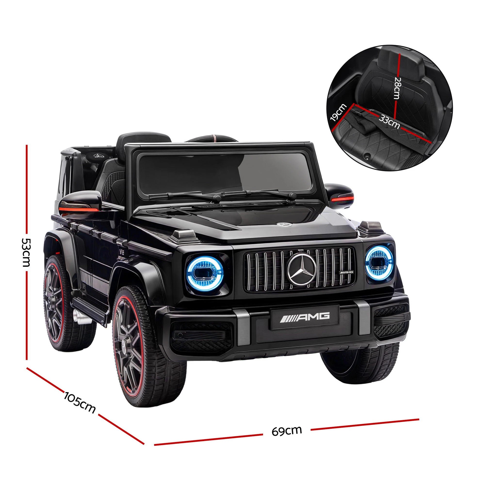 2 Mercedes-Benz 12V Kids Electric Ride On Car G63 Toy Cars Remote Control Horn Music - Black, 2 of 5