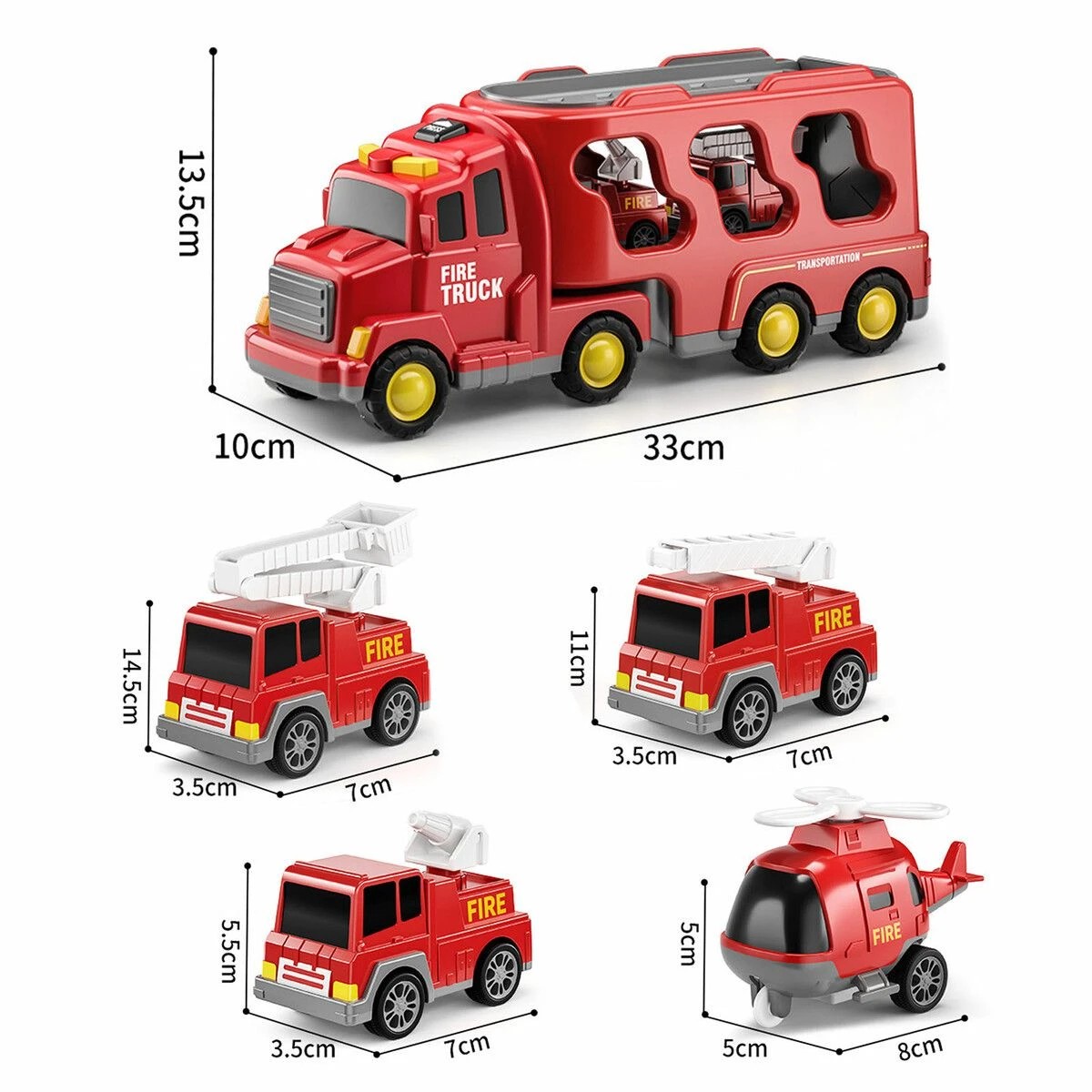 3 AUSWAY 5 In 1 Fire Carrier Truck Toy Car Set Toddler, 3 of 4