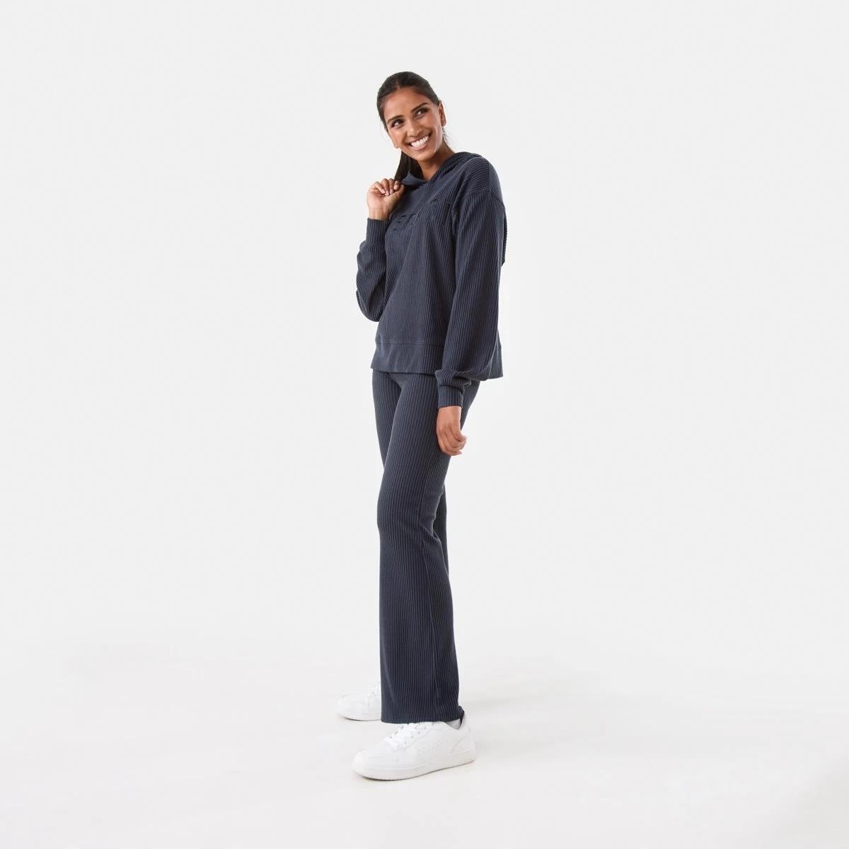 3 Everlast Womens Ribbed Luxe Flare Trackpants Wshed Navy, 3 of 5