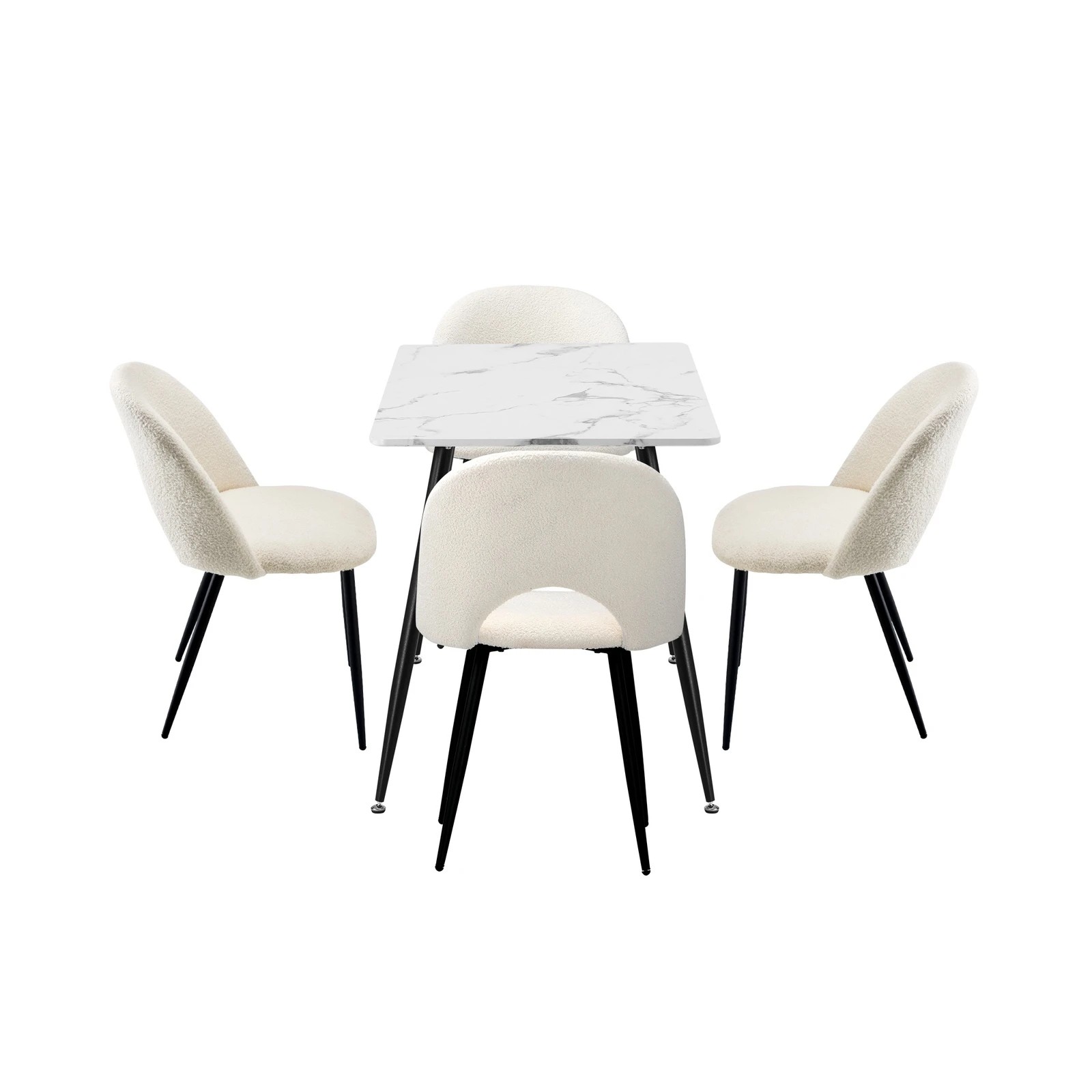 8 Oikiture 120cm Rectangle Dining Table with 4PCS Dining Chairs Sherpa - Multi, 8 of 9