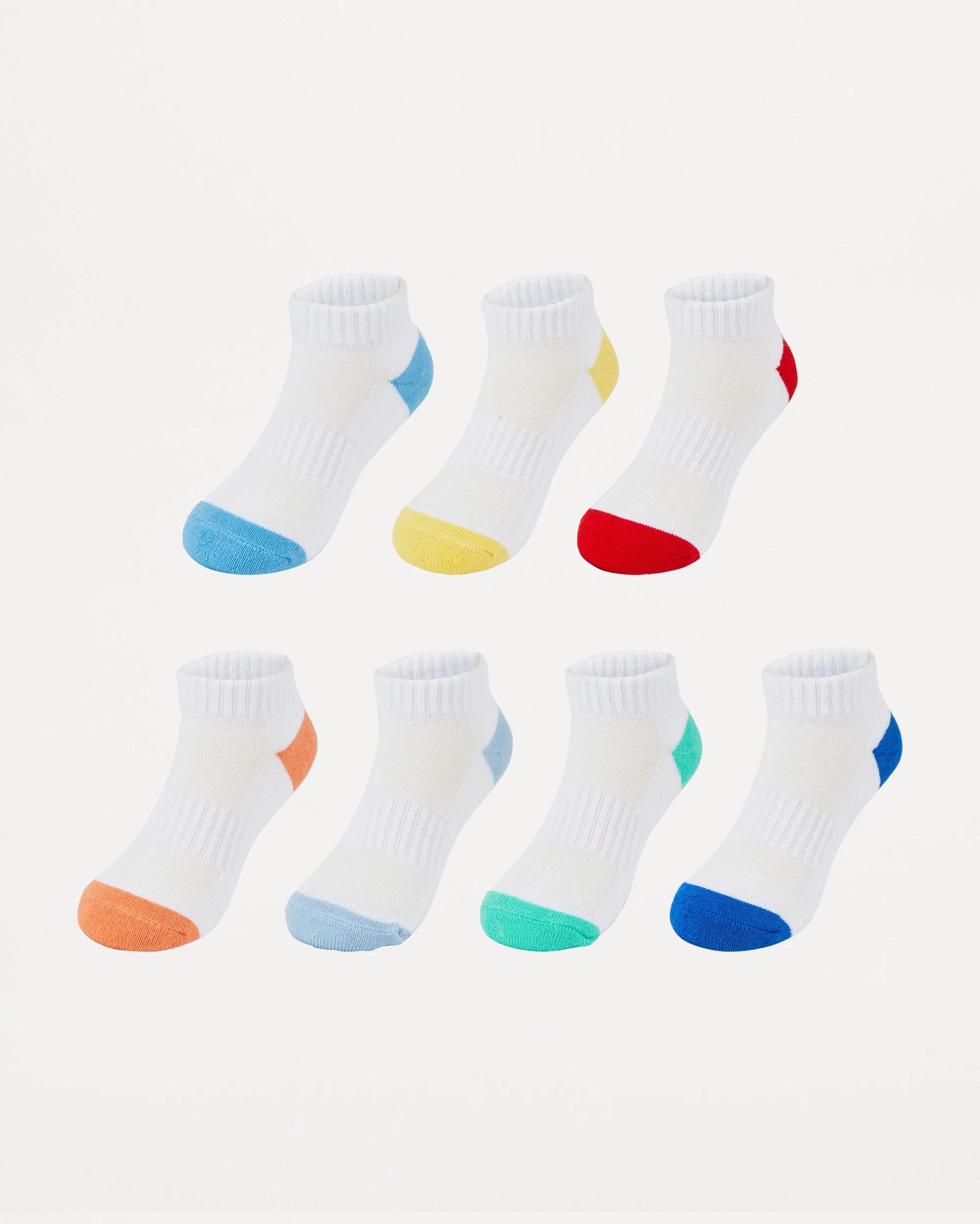 1 7 Pack Active Kids Days of the Week Low Cut Socks Wht Strp, 1 of 3