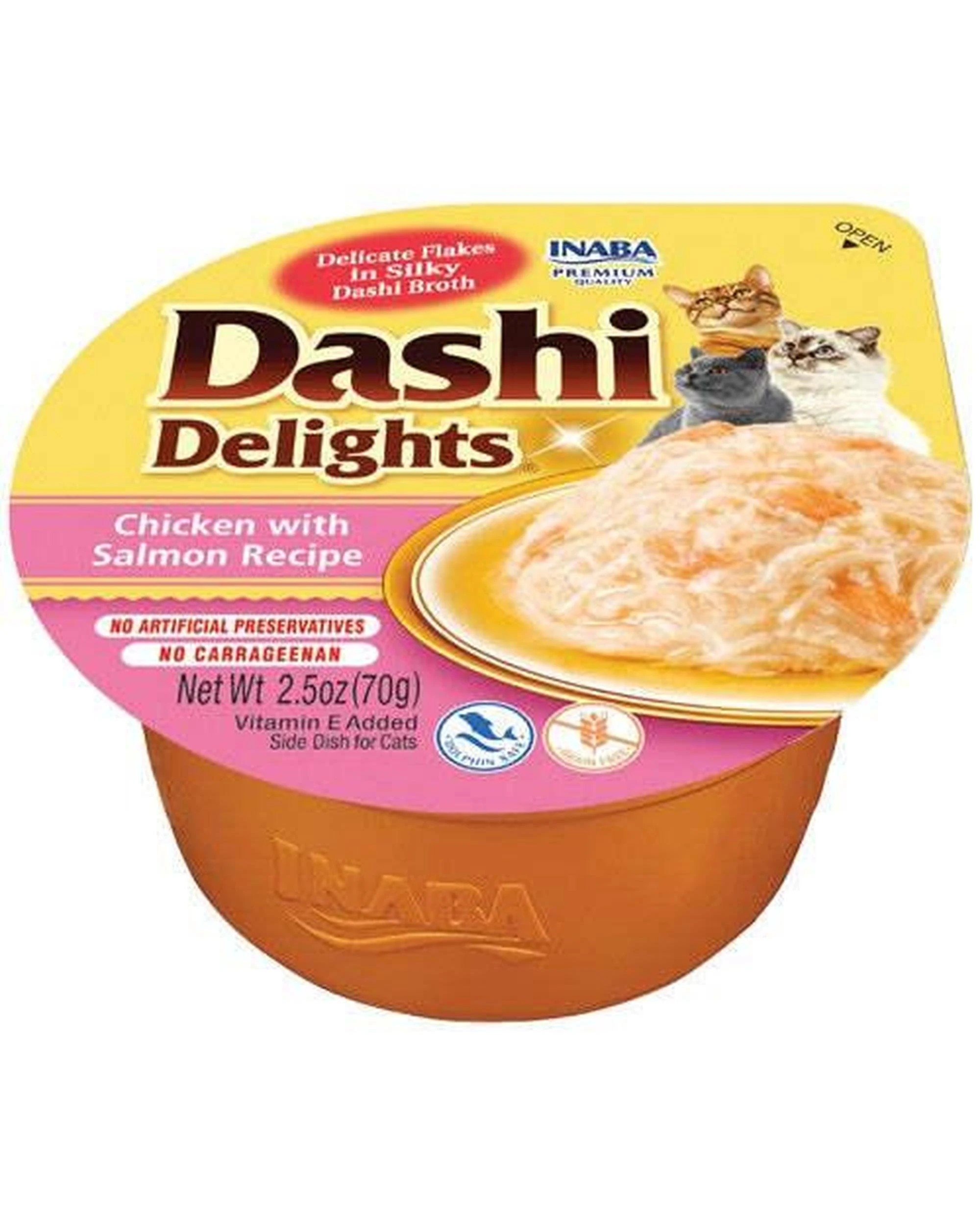 1 Inaba Dashi Delights Cup Food Topper Side Dish for Cats Chicken with Salmon 70g x 6, 1 of 4
