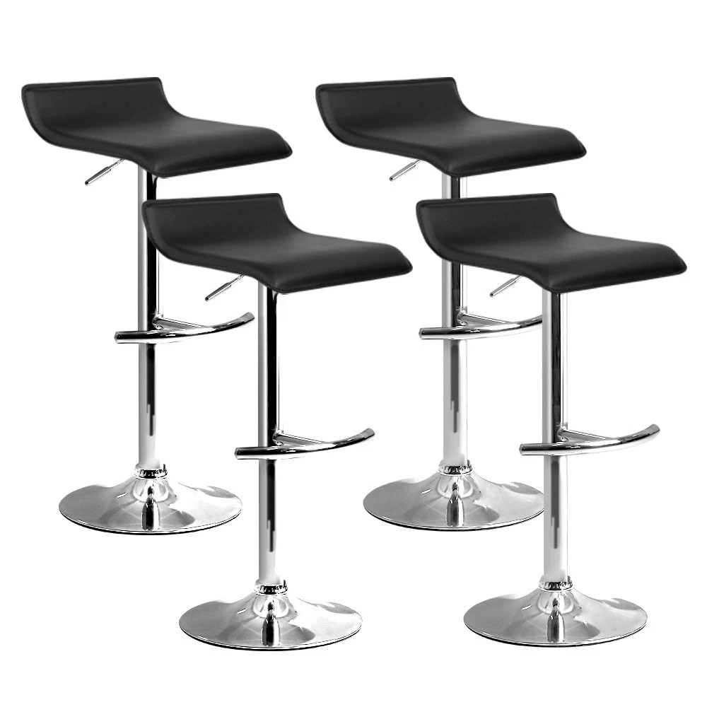 1 Artiss 4x Bar Stools Adjustable Gas Lift Chairs - Black, 1 of 5