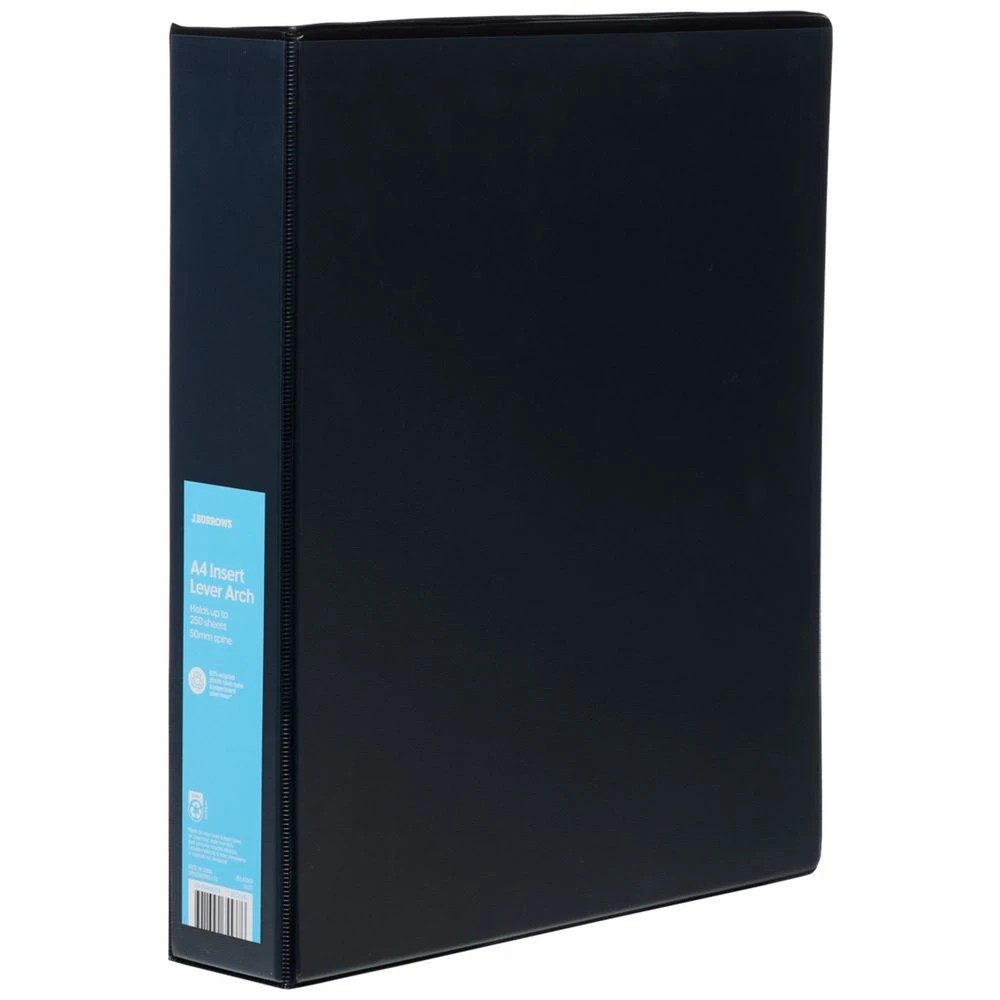 1 J.Burrows Insert Half Lever Arch A4 Binder 50mm Black, 1 of 3