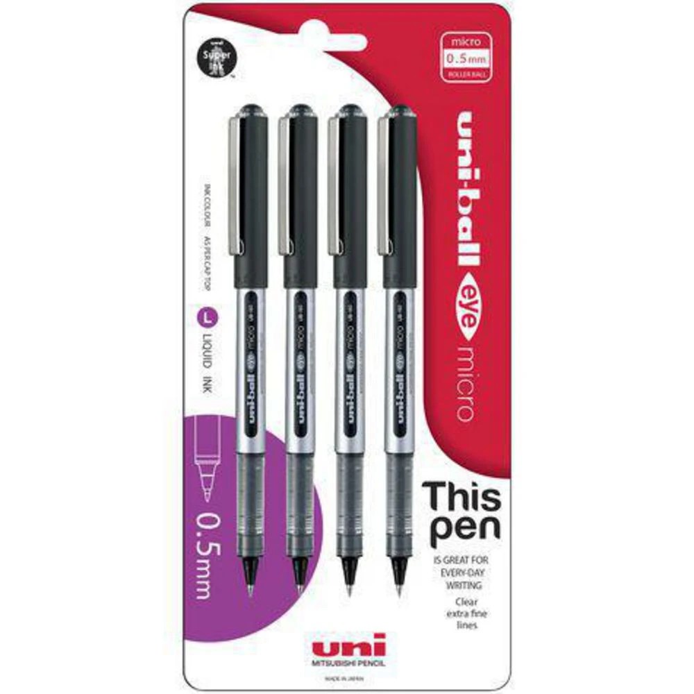 4 Uni-Ball Eye Micro Rollerball Pens Black 4 Pack, 4 of 6