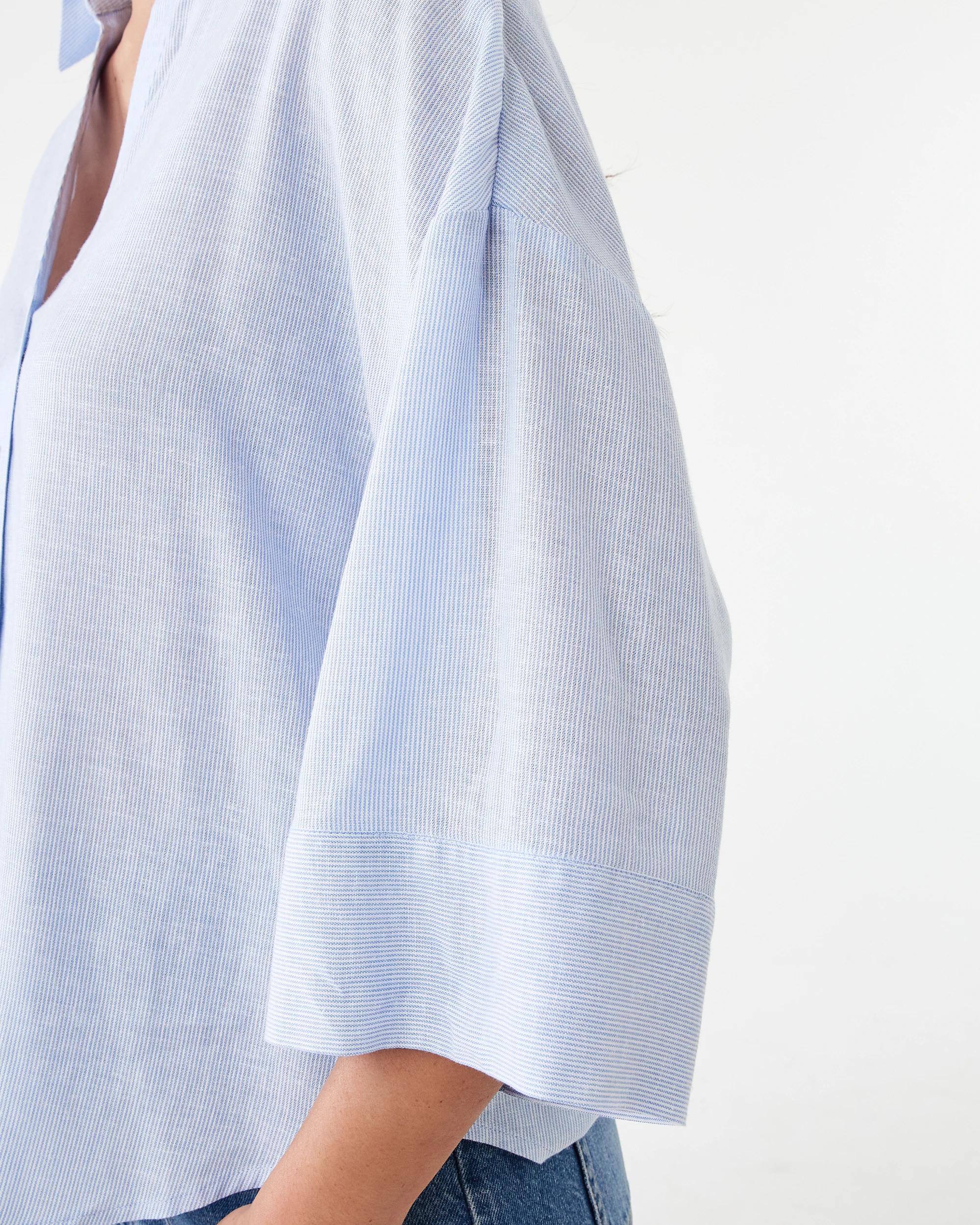 7 Long Sleeve V-Neck Dolman Shirt Bruni Blu, 7 of 8