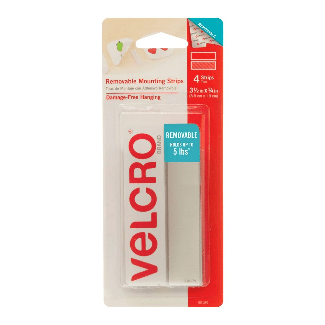 1 VELCRO Removable Strips 8.8 x 45 cm White 4 Pack, 1 of 1