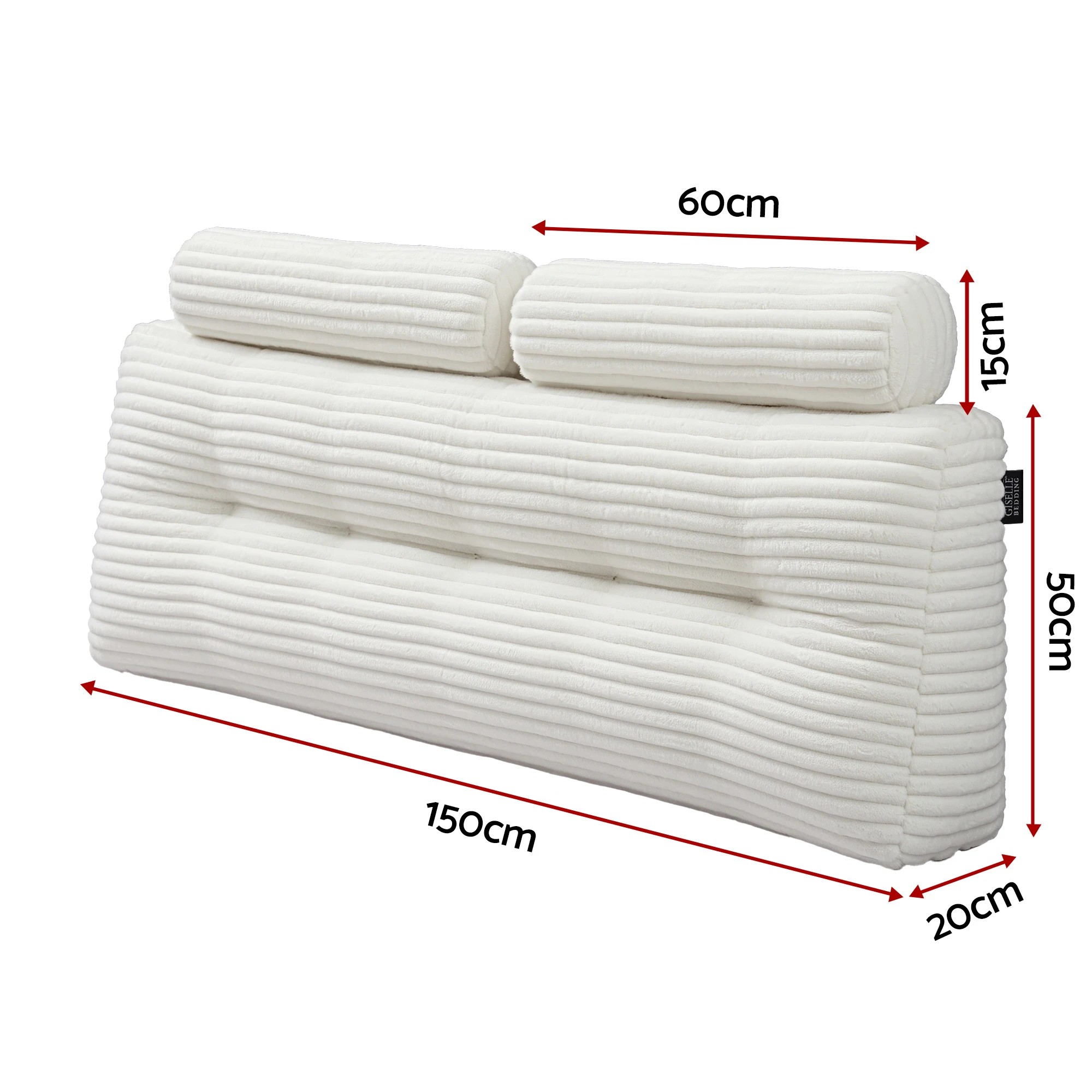 2 Giselle Bedding Sofa Reading Wedge Pillow Headboard Shredded Foam Support - Queen Bed - White, 2 of 9