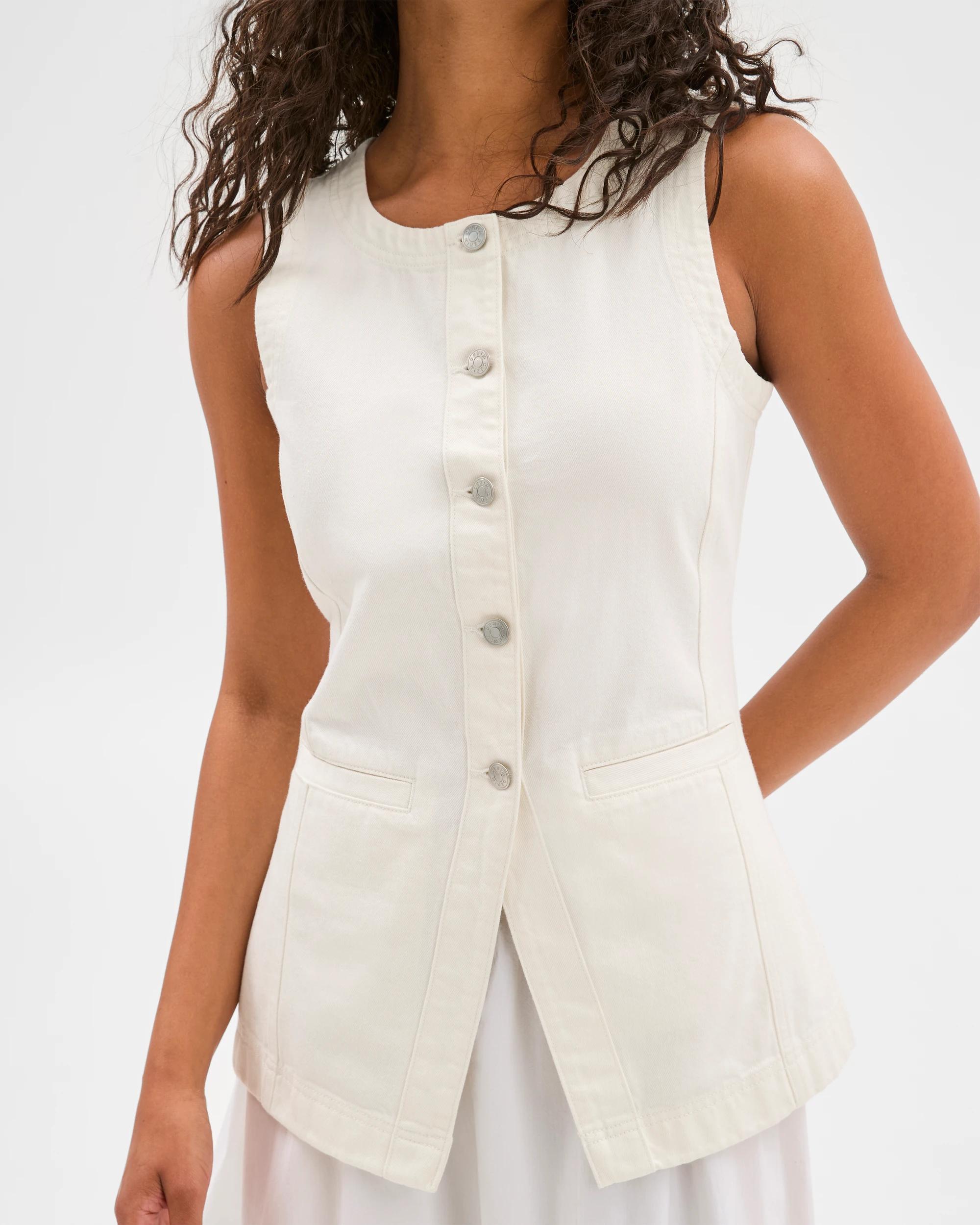 4 Target Crew Neck Denim Vest WHITE, 4 of 6