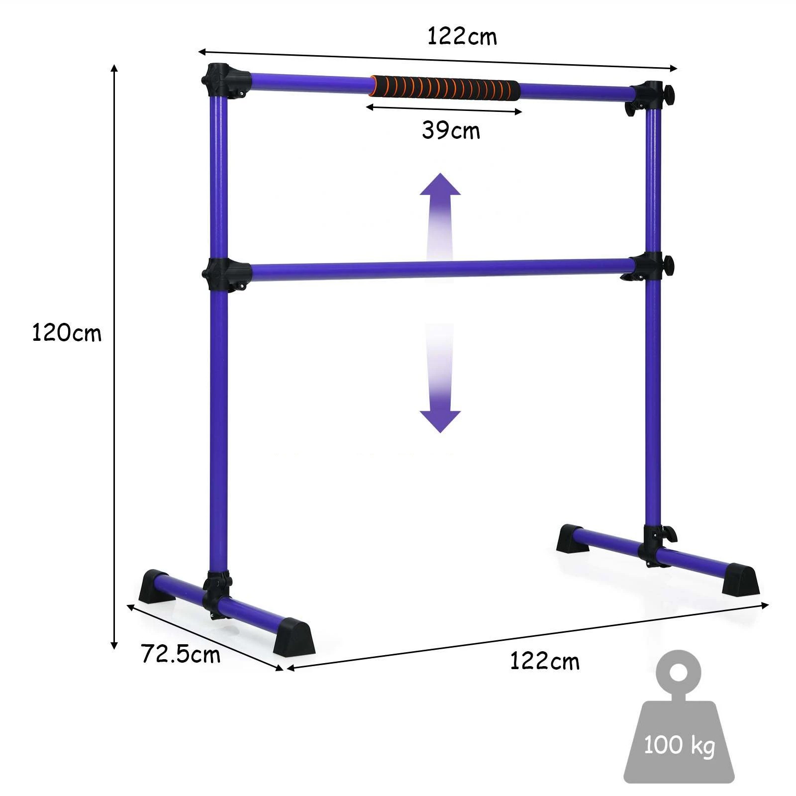 1 Costway Adjustable Ballet Barre Freestanding Double Stretching Dance Bar Portable Ballet Bar - Purple, 1 of 1