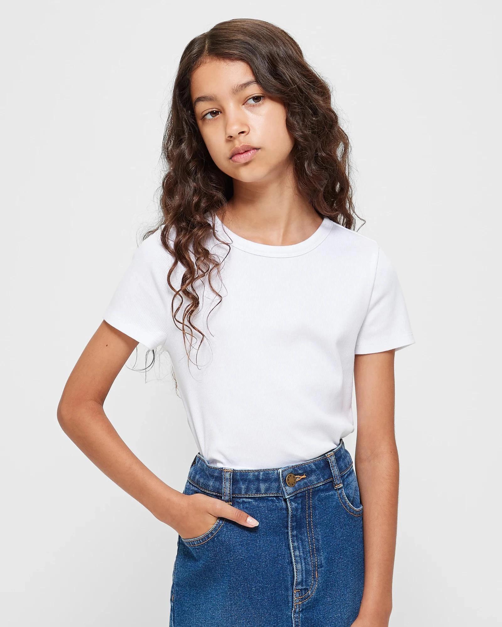 1 Target Australian Cotton Rib T-shirt WHITE, 1 of 5