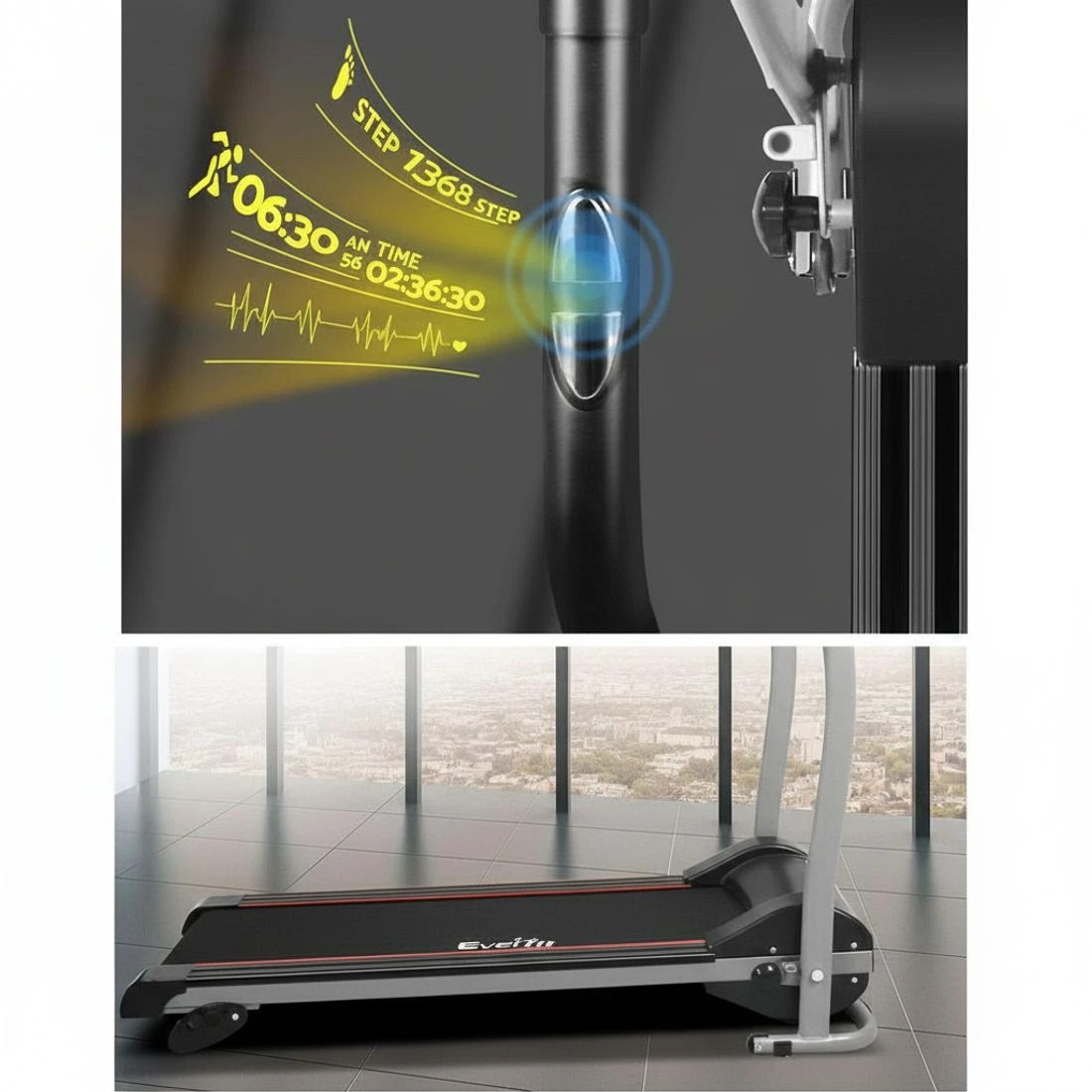 5 Everfit Treadmill Electric Home Gym Fitness Exercise Machine Foldable 360mm - Black, 5 of 9