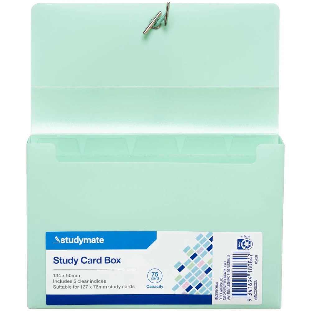 3 Studymate Study Card Box 127 x 76mm Green, 3 of 3