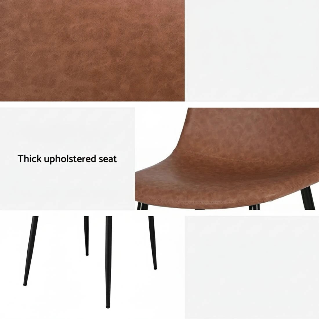 6 Artiss 2x Dining Chairs Retro PU Leather Kitchen Lounge Cafe Accent Chair - Brown, 6 of 6