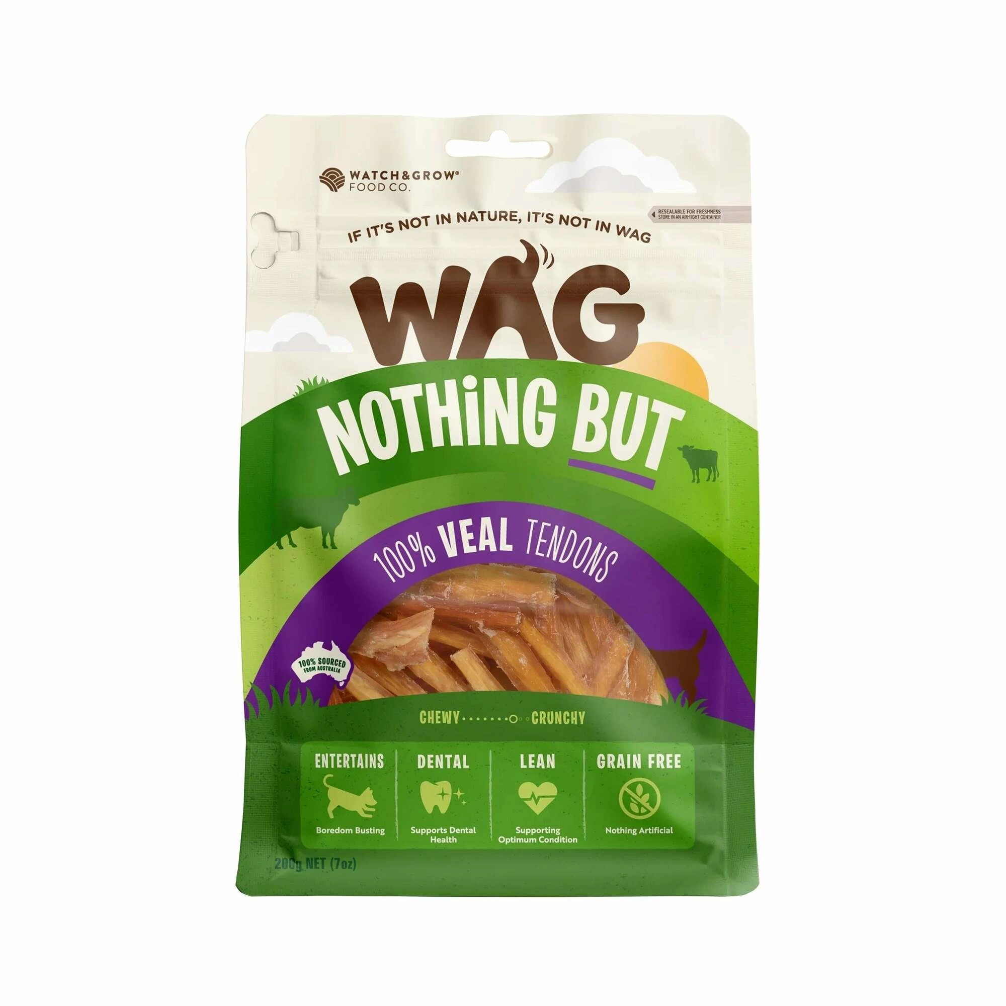 1 WAG Veal Tendons 200g Treats, 1 of 2