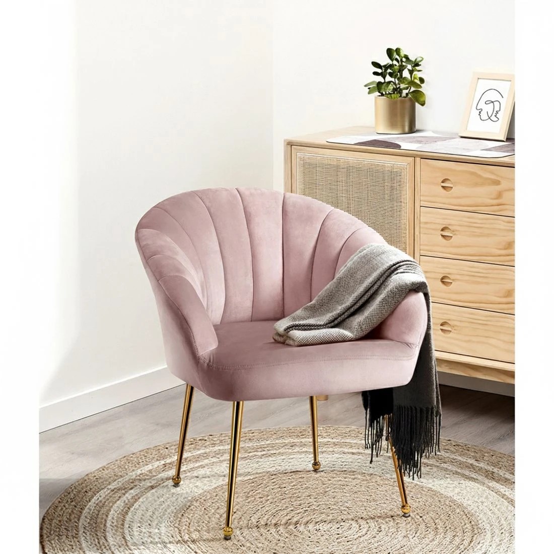 3 Artiss Armchair Velvet  Eloise - Pink, 3 of 5
