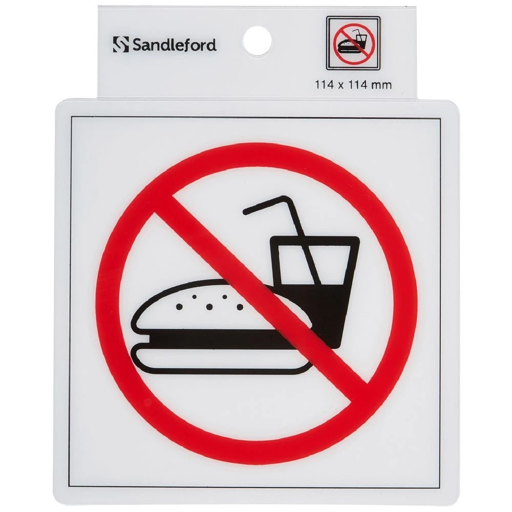 1 Sandleford No Eating Symbol Self-adhesive Sign, 1 of 1