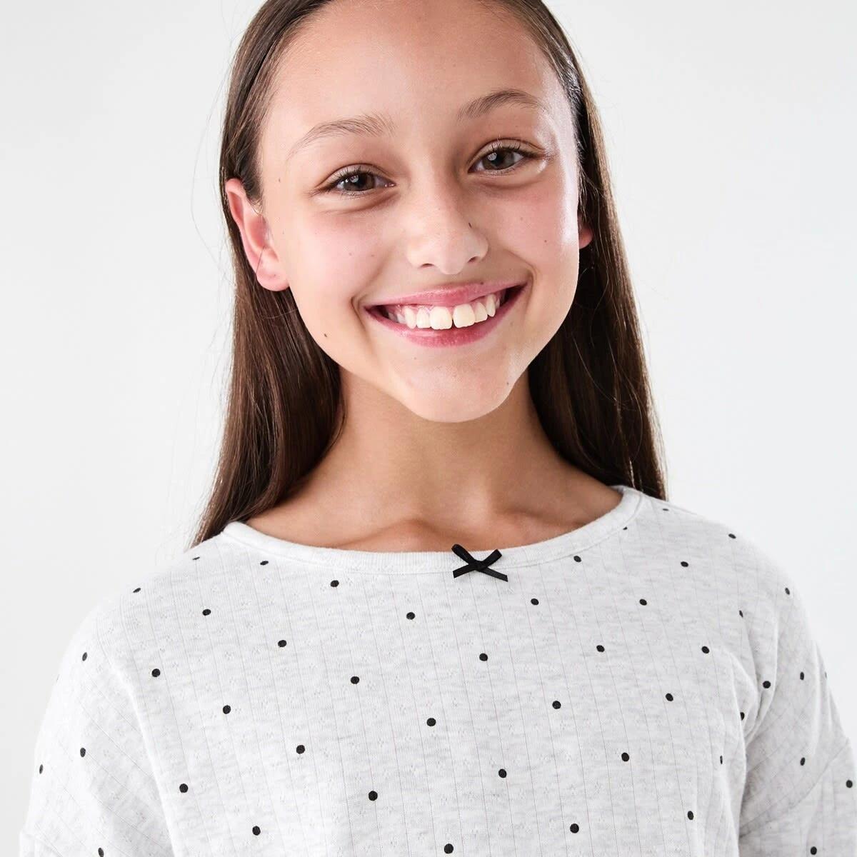 3 Long Sleeve Pointelle Pyjama Set White Dots, 3 of 7