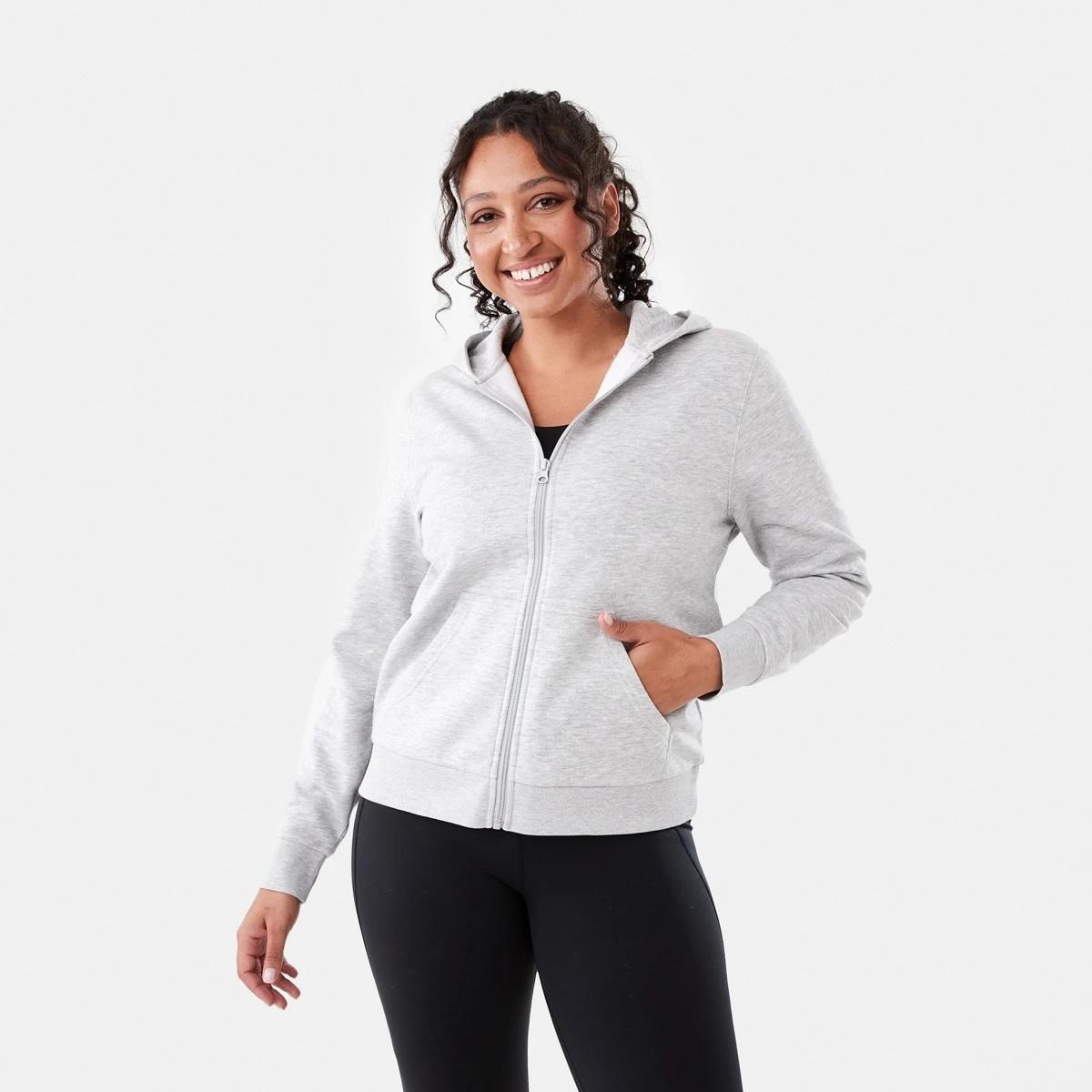 2 Active Womens Zip Through Hoodie SOFT GREY MARLE, 2 of 7