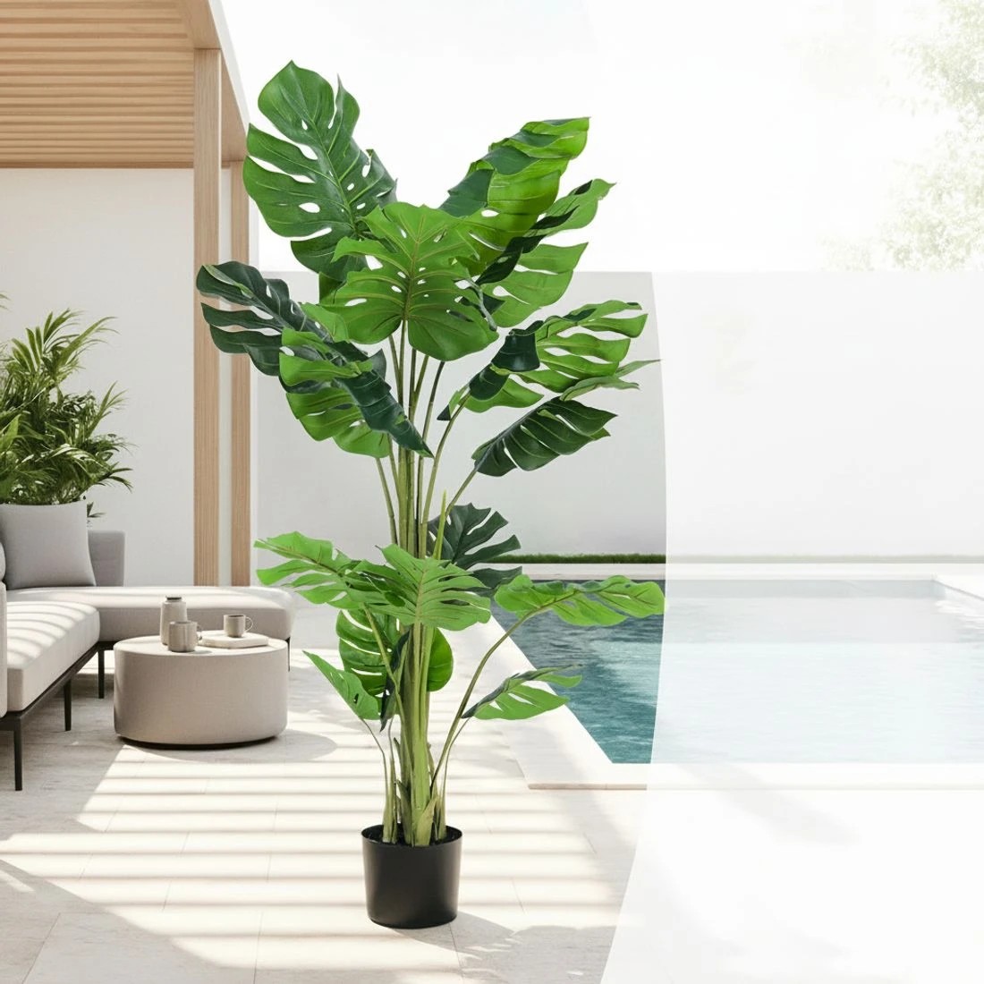 9 Artiss 140cm Artificial Monstera Tree Faux Trees Indoor Decor Artificial Plants Lifelike Plant 1.4M - Green, 9 of 9