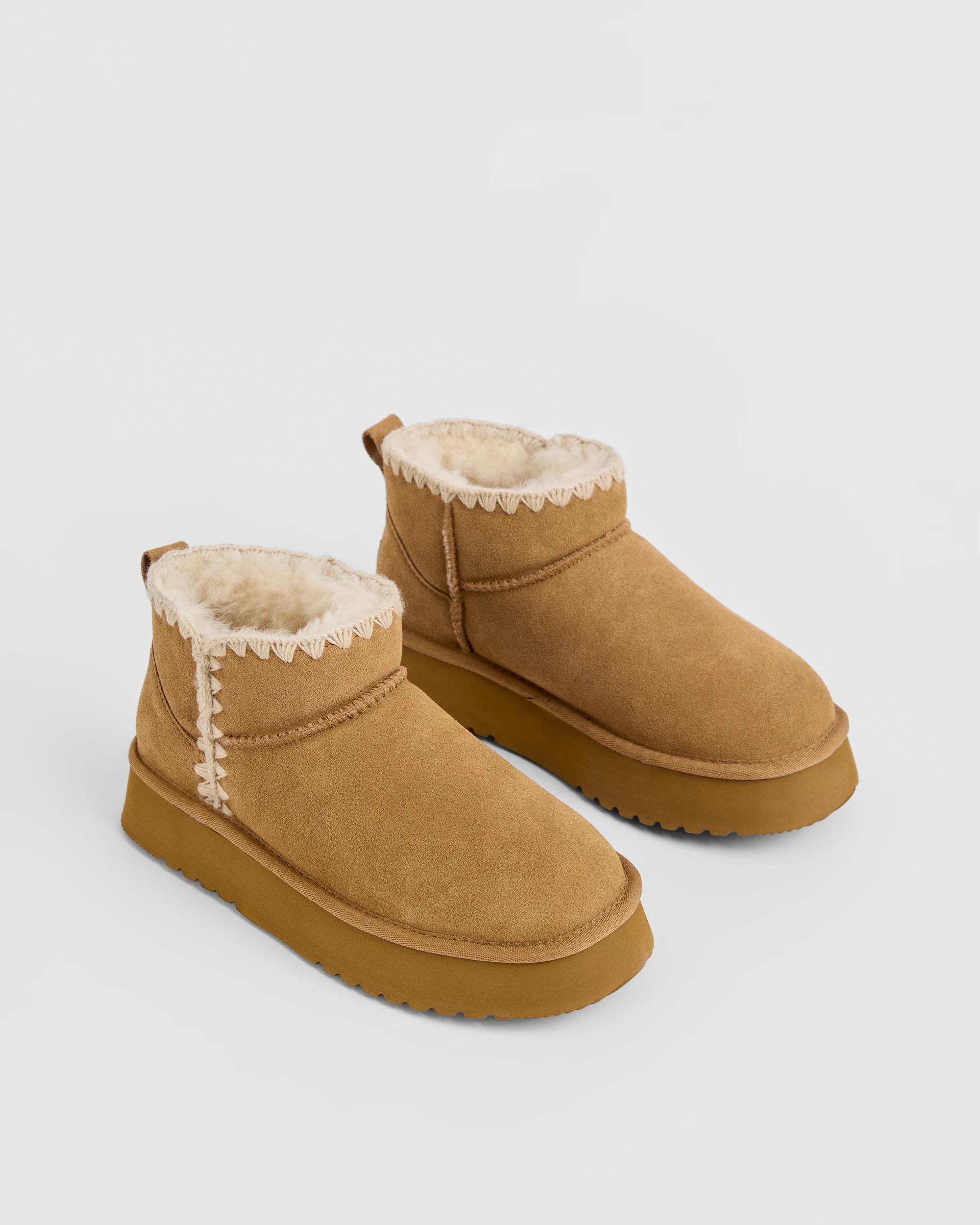 2 Australian Design Ugg Boots and Slippers Australian Design Ugg Sheepskin and Leather Platform Pixie Boot CHESTNUT, 2 of 4