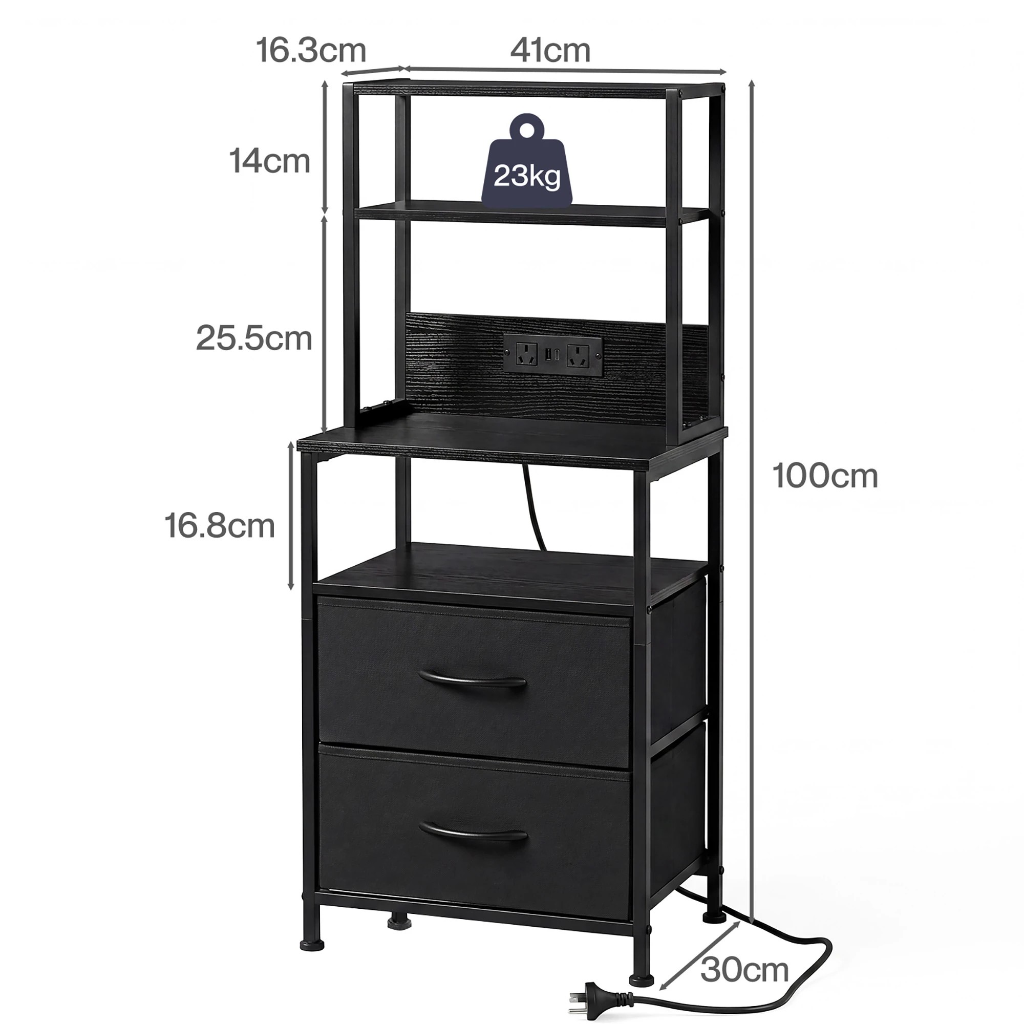 3 Levede Bedside Table with Charging Station LED Lights, 3 of 7