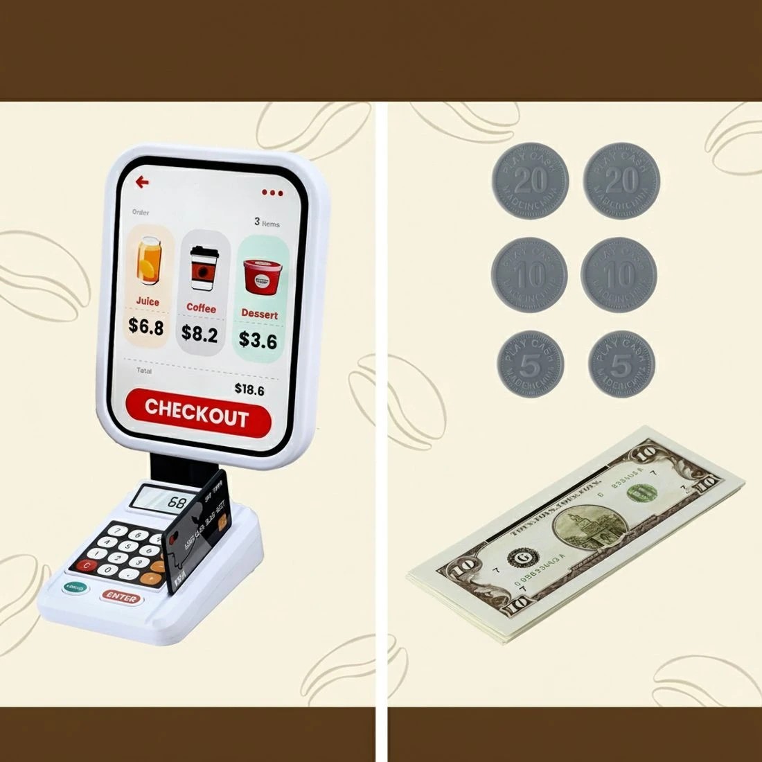 6 Keezi Kids Pretend Playset Supermarket Shopping Role Play Toy Cash Food 48PCS - Multi, 6 of 7