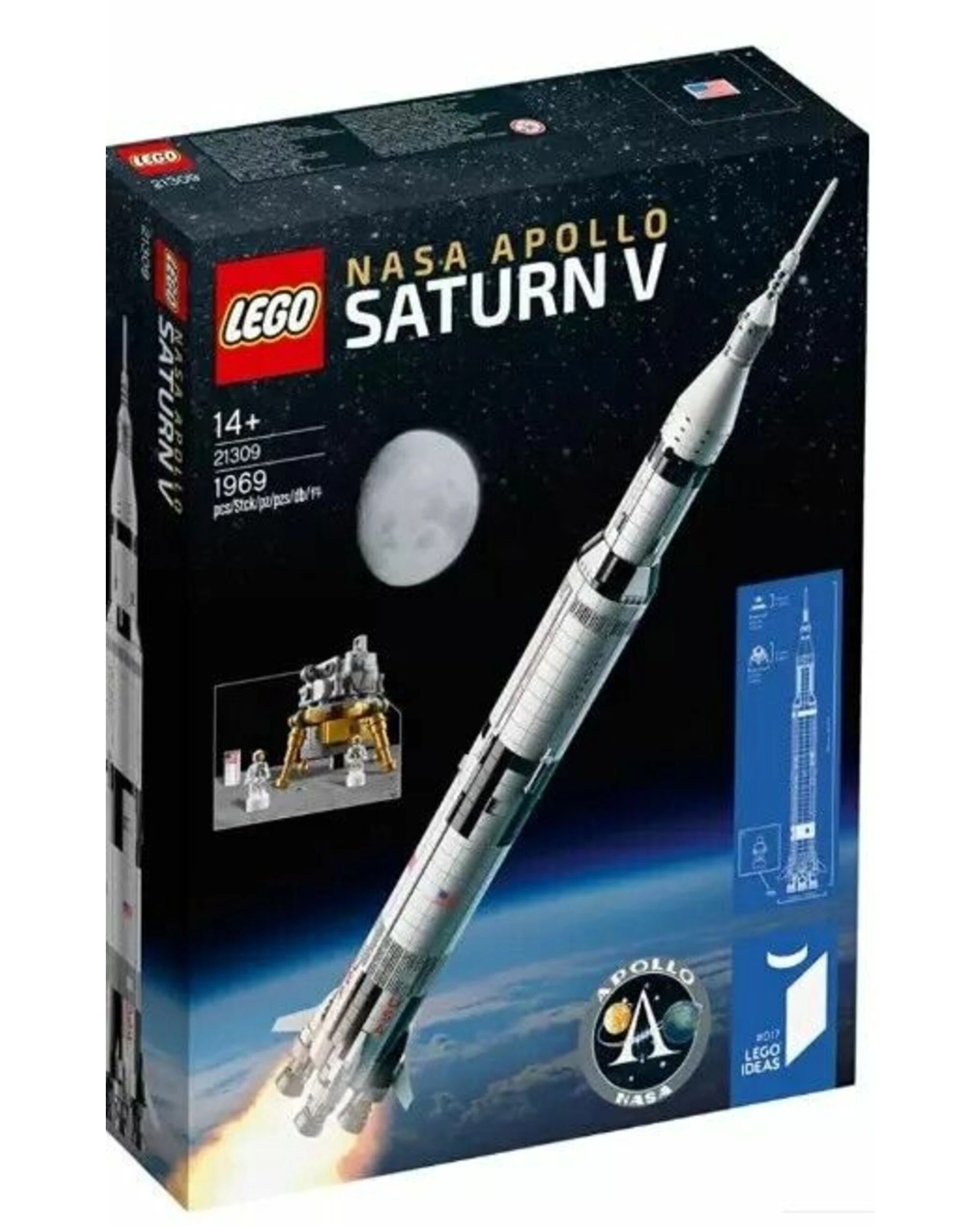 1 LEGO 21309 NASA Apollo Saturn V Rocket - 1900+ Pcs, 39" Tall Model, 1 of 2