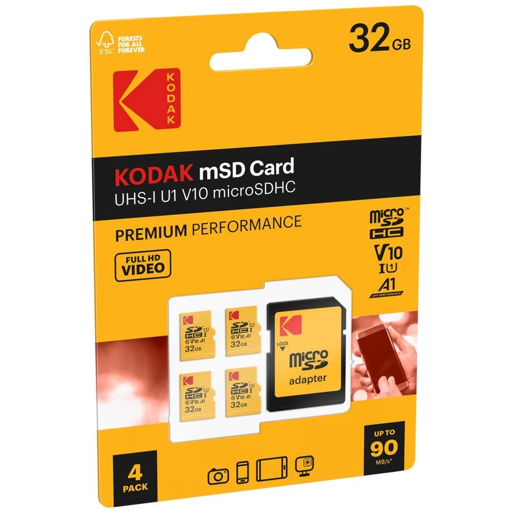 1 Kodak Micro SDHC 32GB UHS-1 4 Pack, 1 of 3