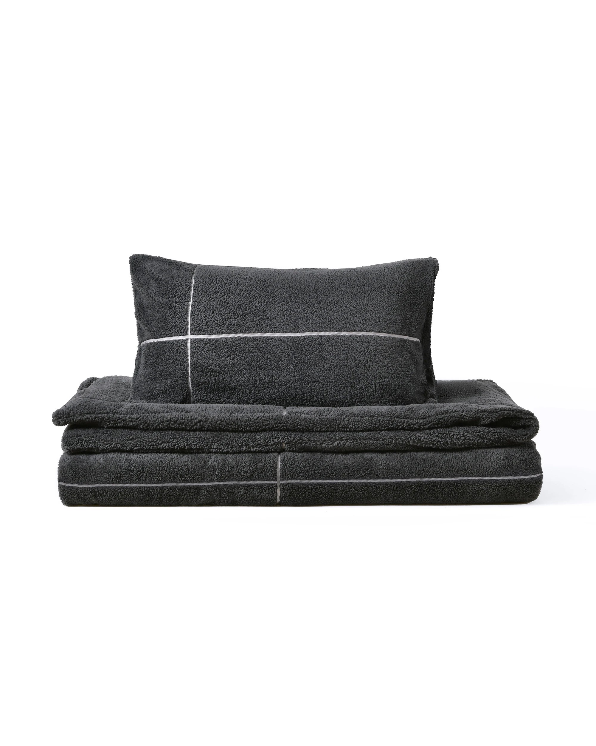 7 Dreamaker Jasper Teddy Fleece Quilt Cover Set - Single Bed - Charcoal, 7 of 8