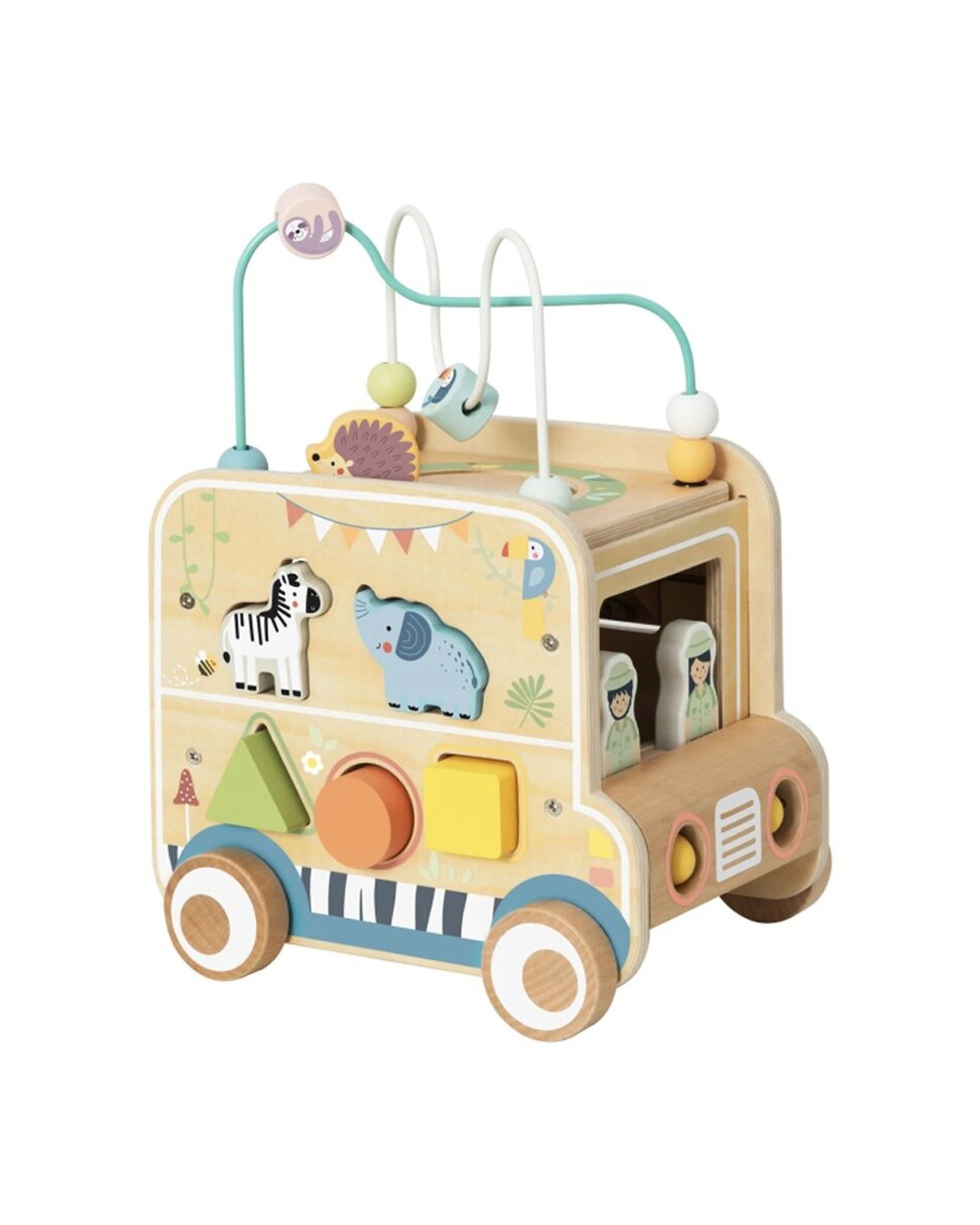 2 Tooky Toy Versatile Safari Hunting Vehicle Wooden Activity Kids Children - Natural, 2 of 7