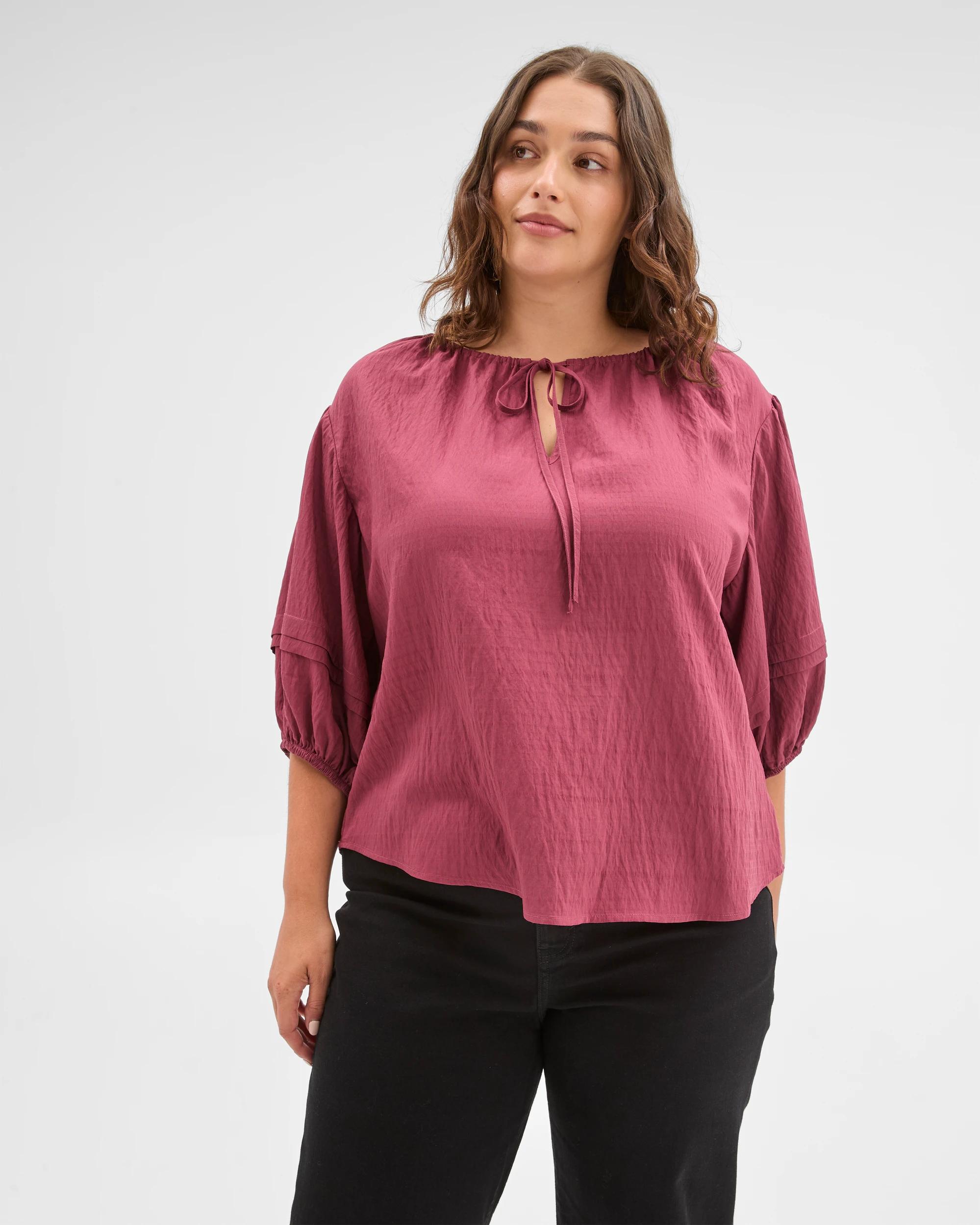 3 Target Curve Plus Size 3/4 Balloon Sleeve Blouse MULBERRY, 3 of 7
