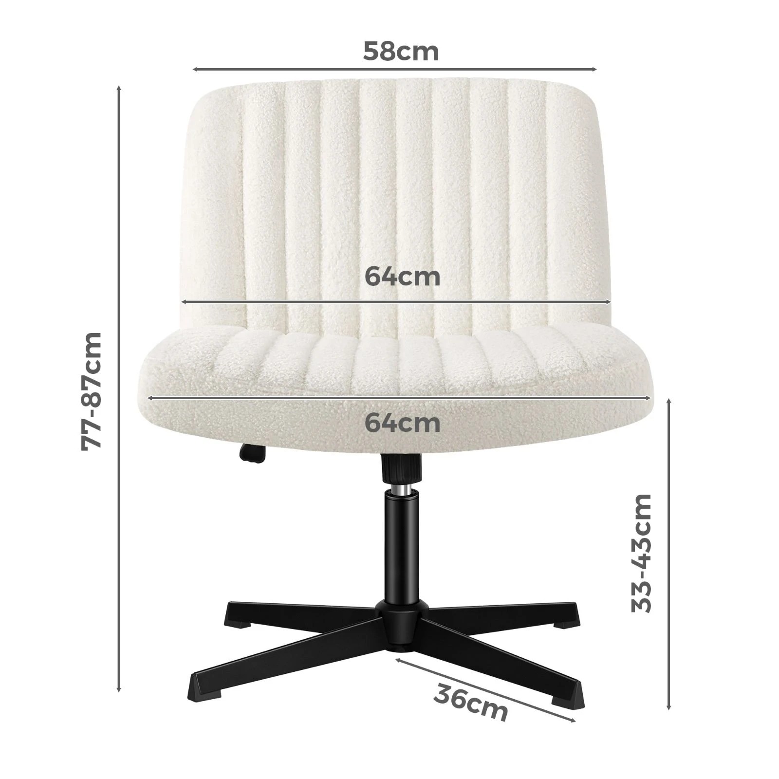4 Alfordson Office Chair Computer Executive Seat Work Ottoman Boucle - White, 4 of 10
