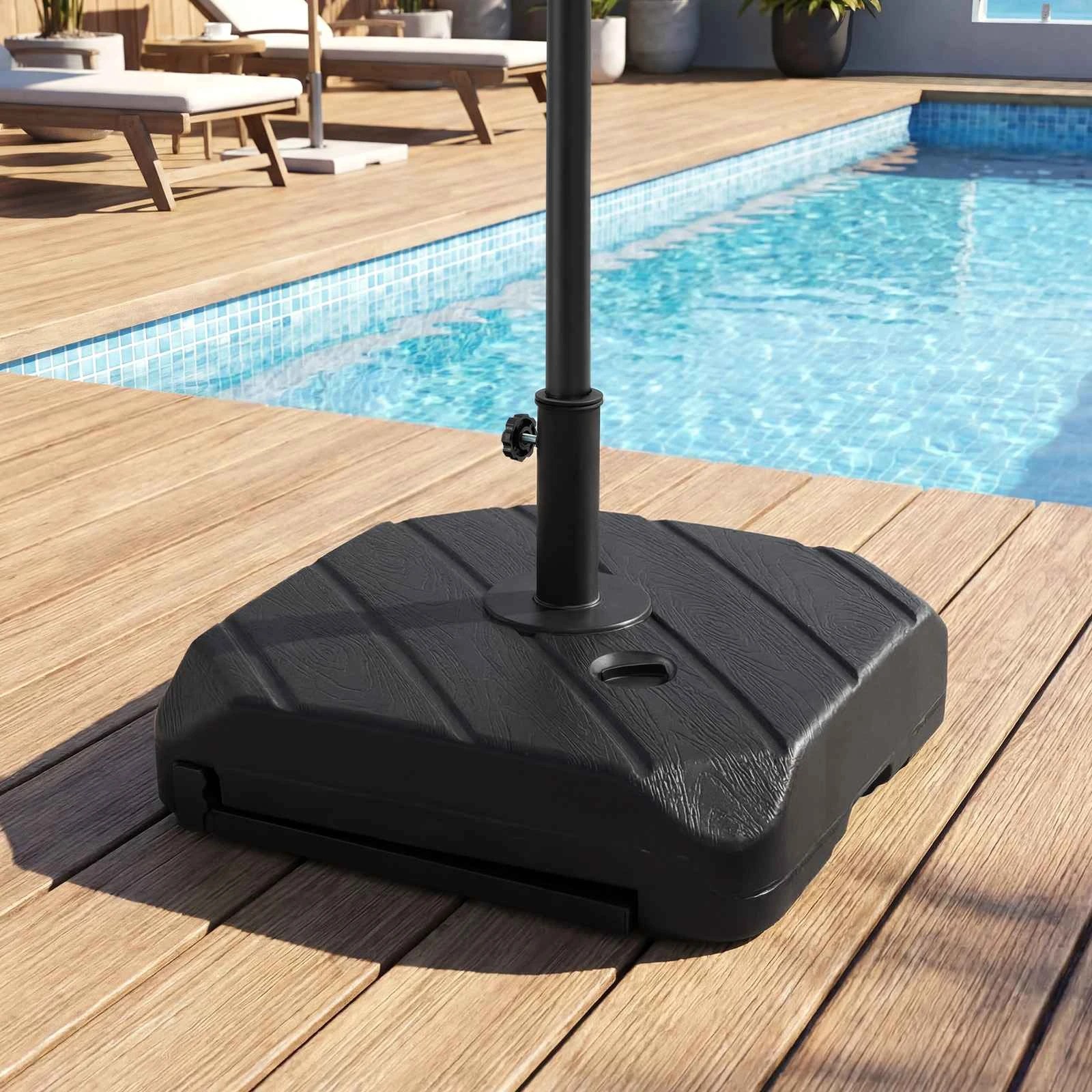 2 Costway 95KG Patio Umbrella Base w/Wheels Telescopic Pull Rod Water/Sand Fill, 2 of 2