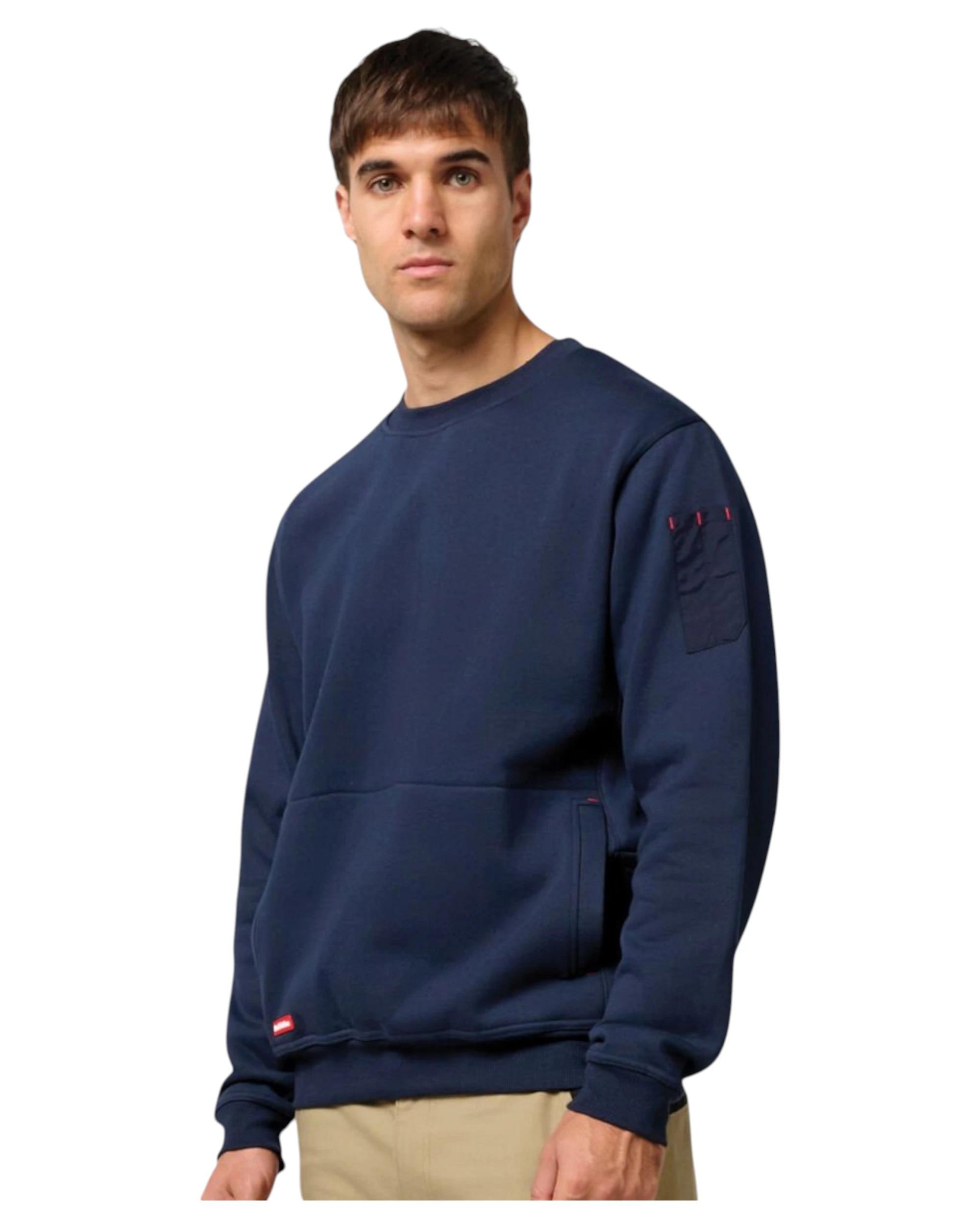 3 Hard Yakka Mens Fleece Crew Jumper Navy NAVY, 3 of 5