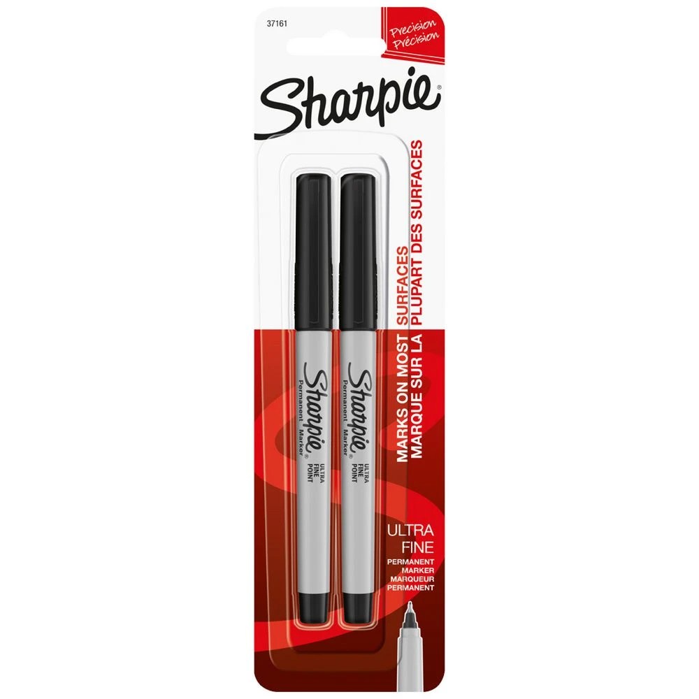 1 Sharpie Ultra Fine Permanent Markers Black 2 Pack, 1 of 6