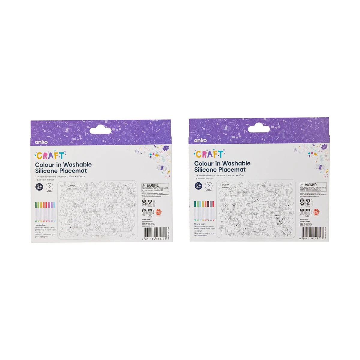 10 9 Pack Colour in Washable Silicone Placemat - Assorted, 10 of 10