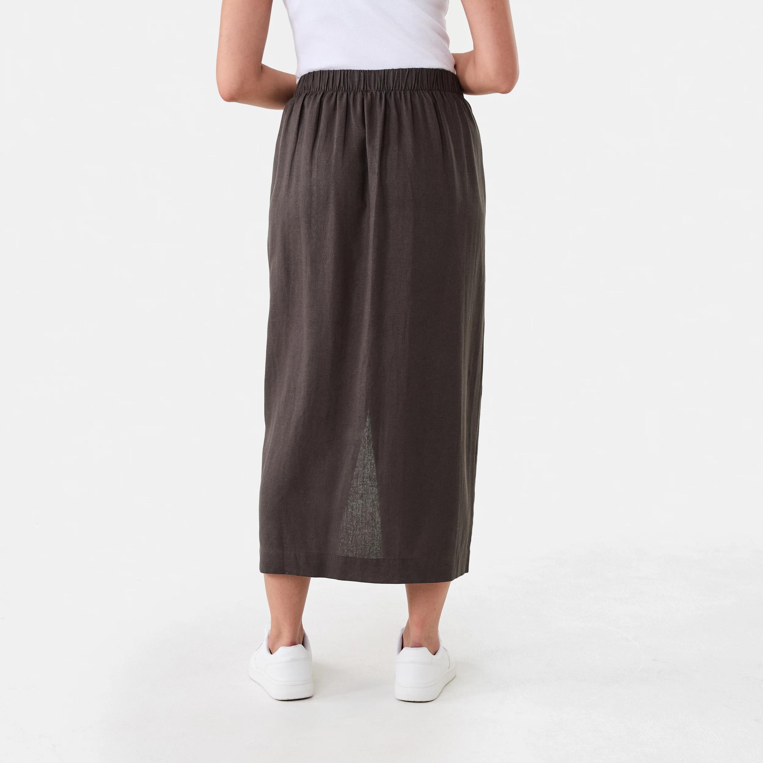 3 Button Asymmetrical Skirt DARK ESPRESSO, 3 of 5