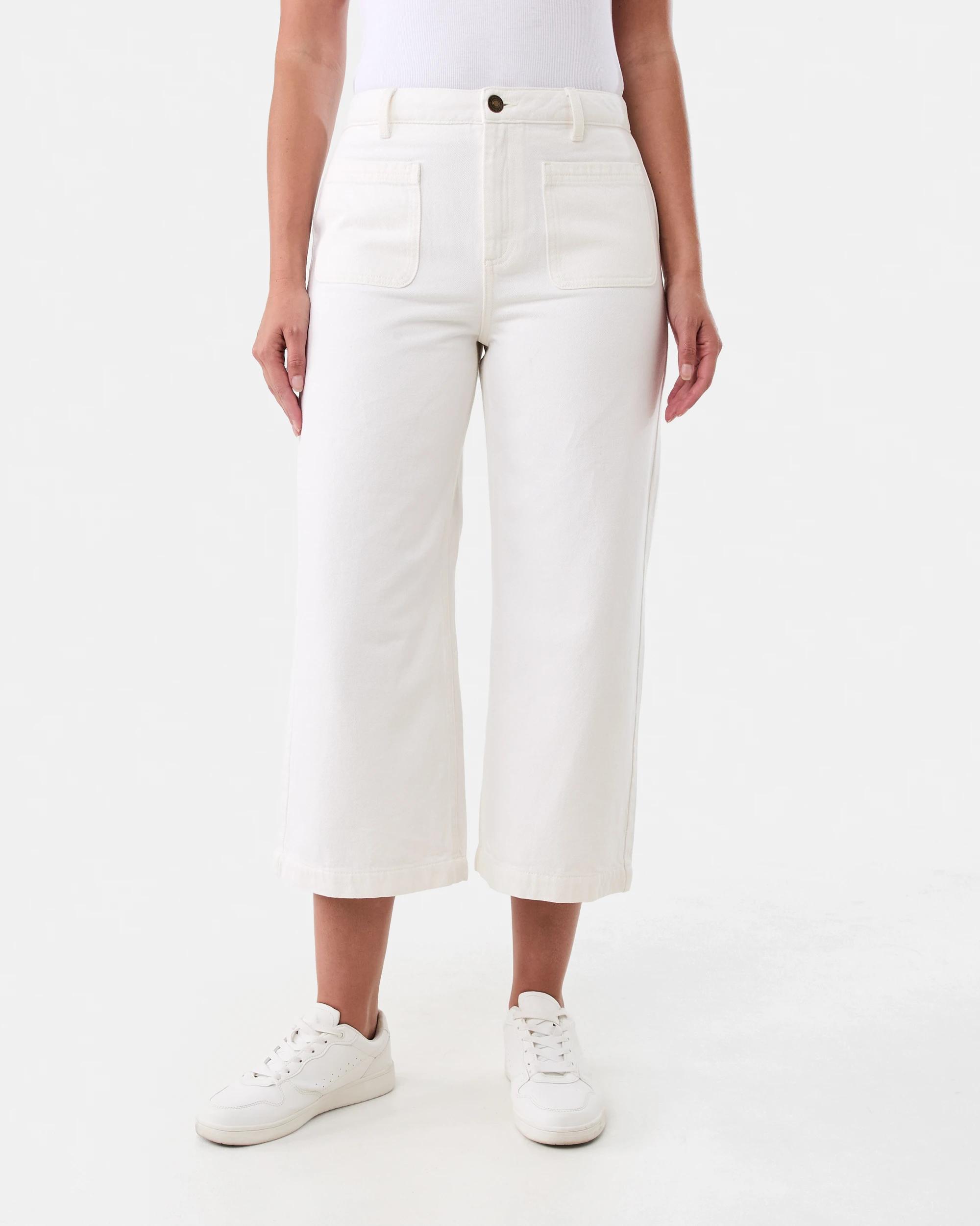 1 Cropped Wide Leg Jeans Ecru, 1 of 6