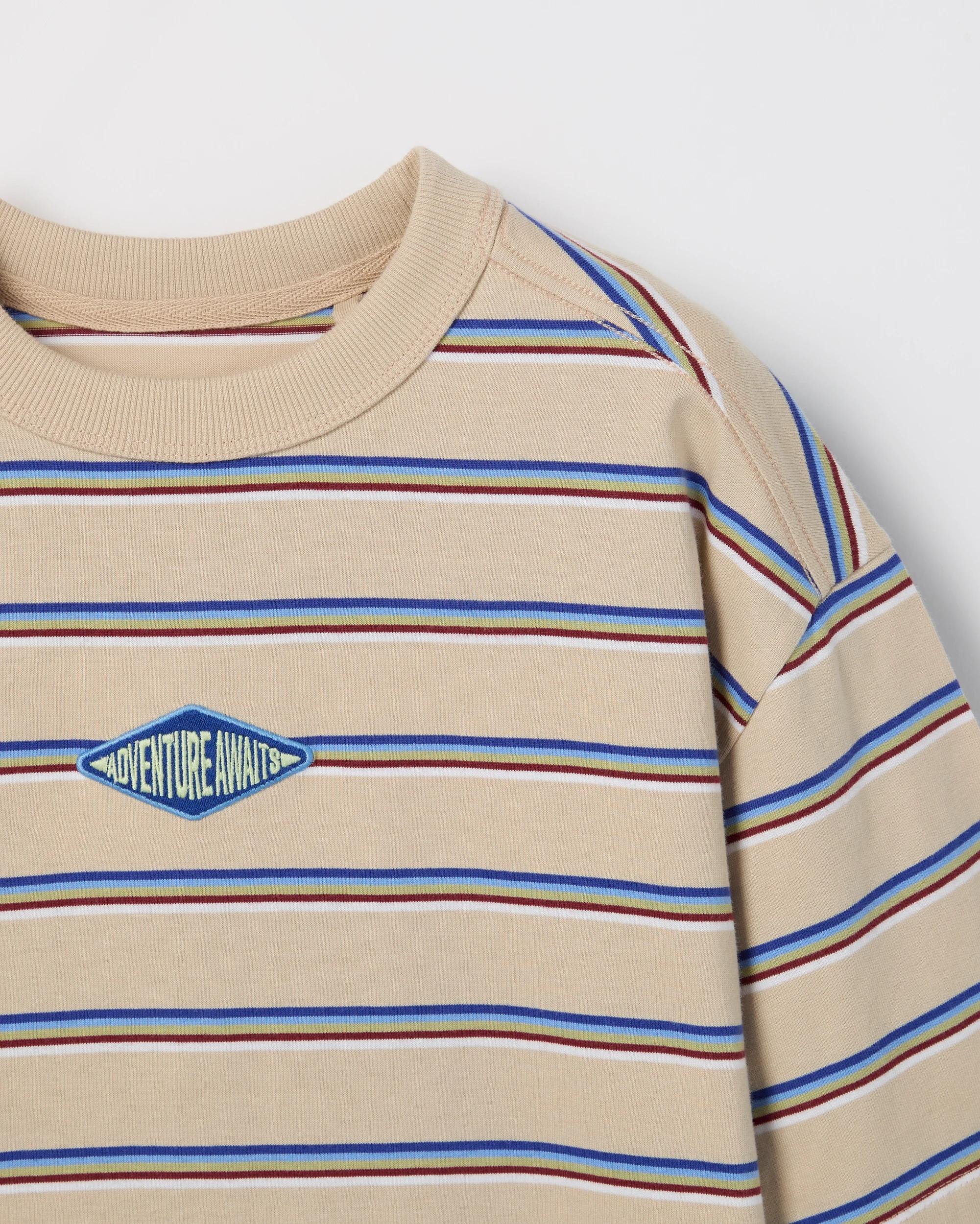 7 Target Kids Australian Cotton Oversized Striped T-Shirt NEUTRAL, 7 of 7