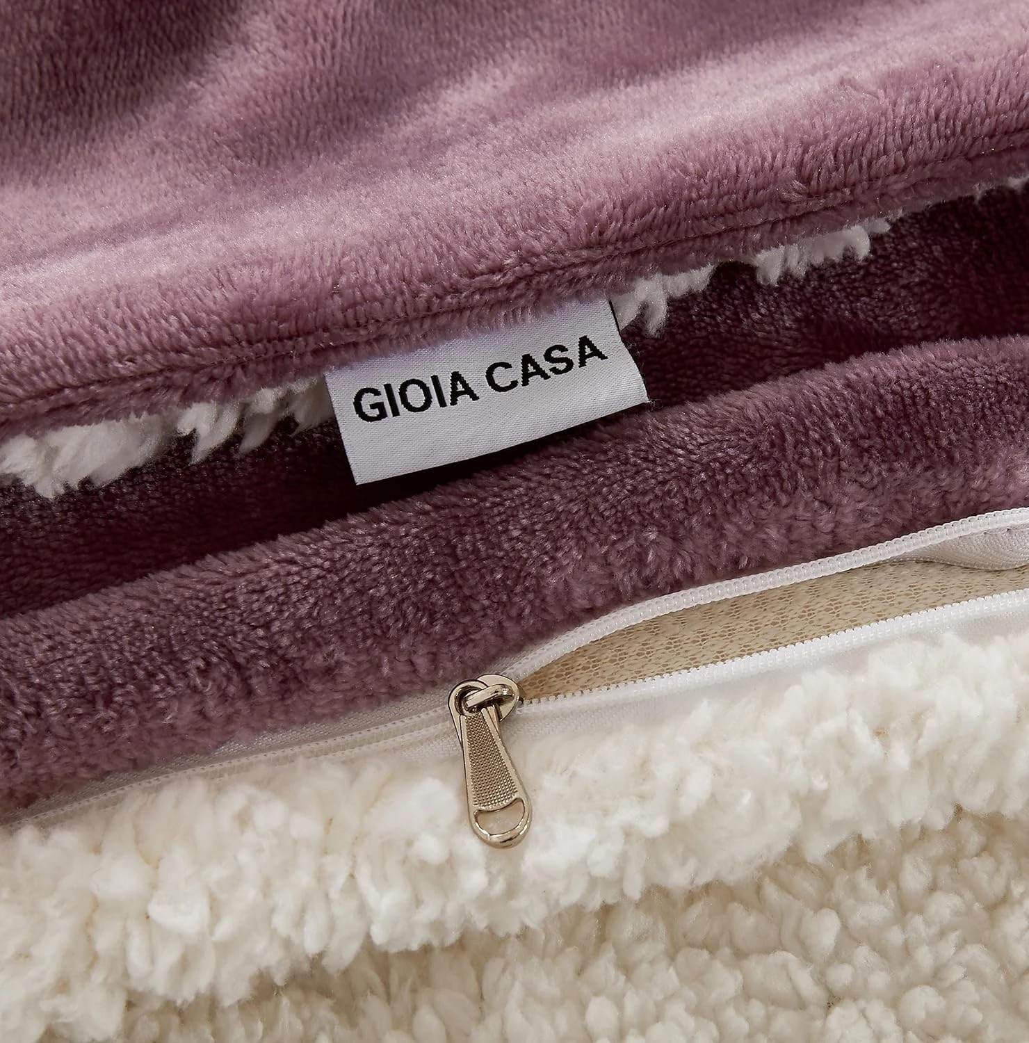 4 Gioia Casa 2-in-1 Teddy Sherpa Quilt Cover Set Warm Reversible - Double Bed - Mauve, 4 of 9