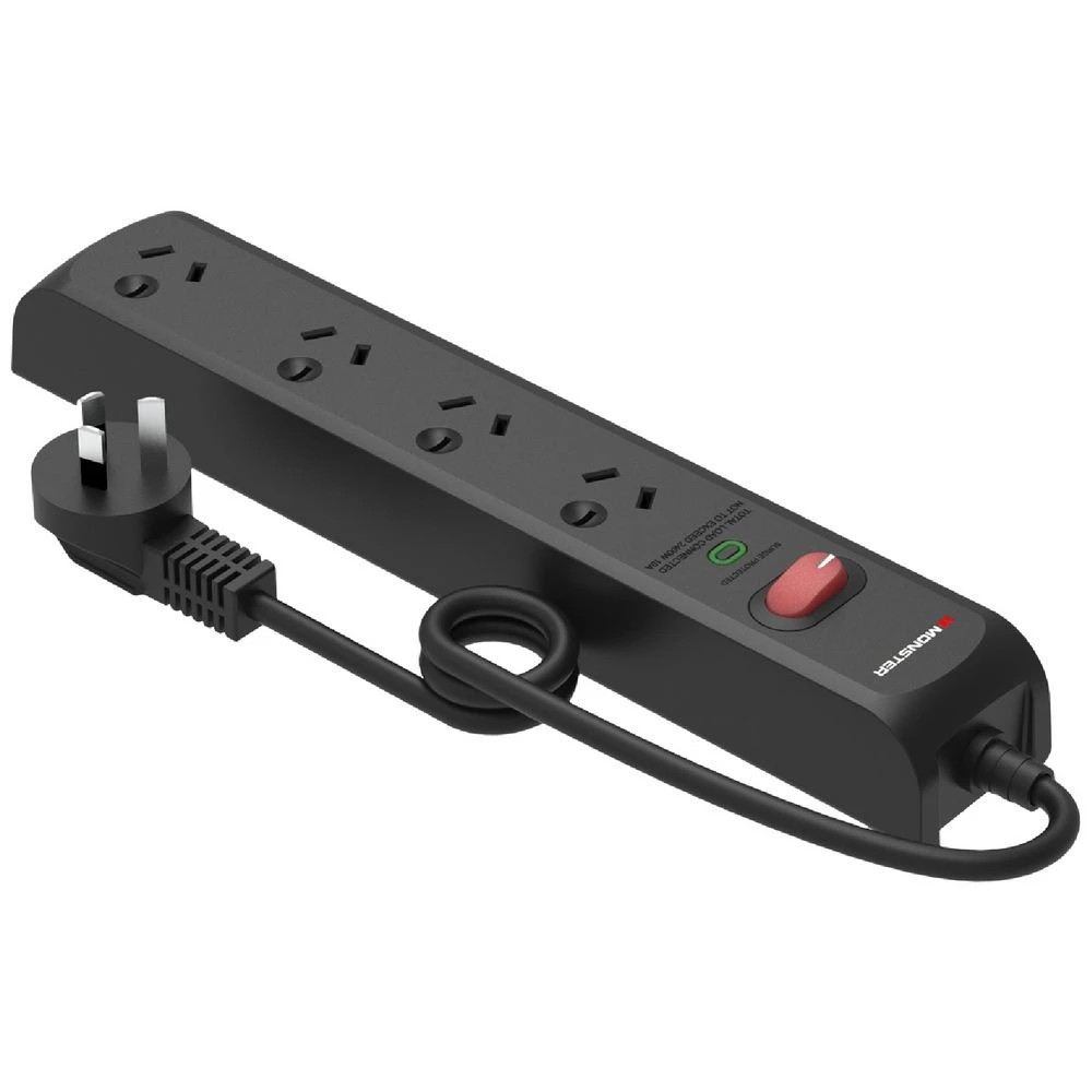 2 Monster 4 Socket Surge Protector Black, 2 of 3