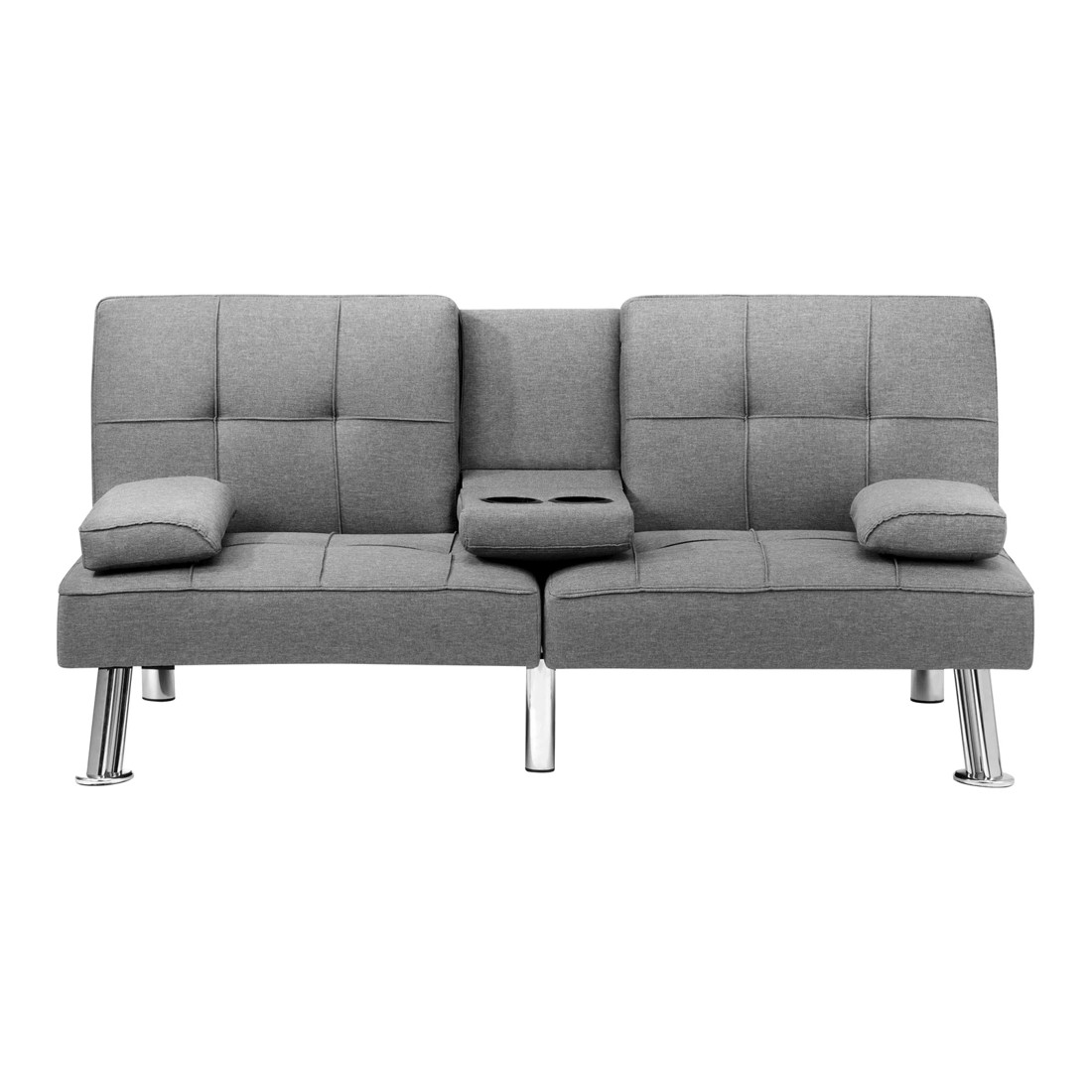 8 Oikiture Sofa Bed Lounge 3 Seater Futon Couch Beds Recliner Cup Holder Fabric
 - Grey, 8 of 10