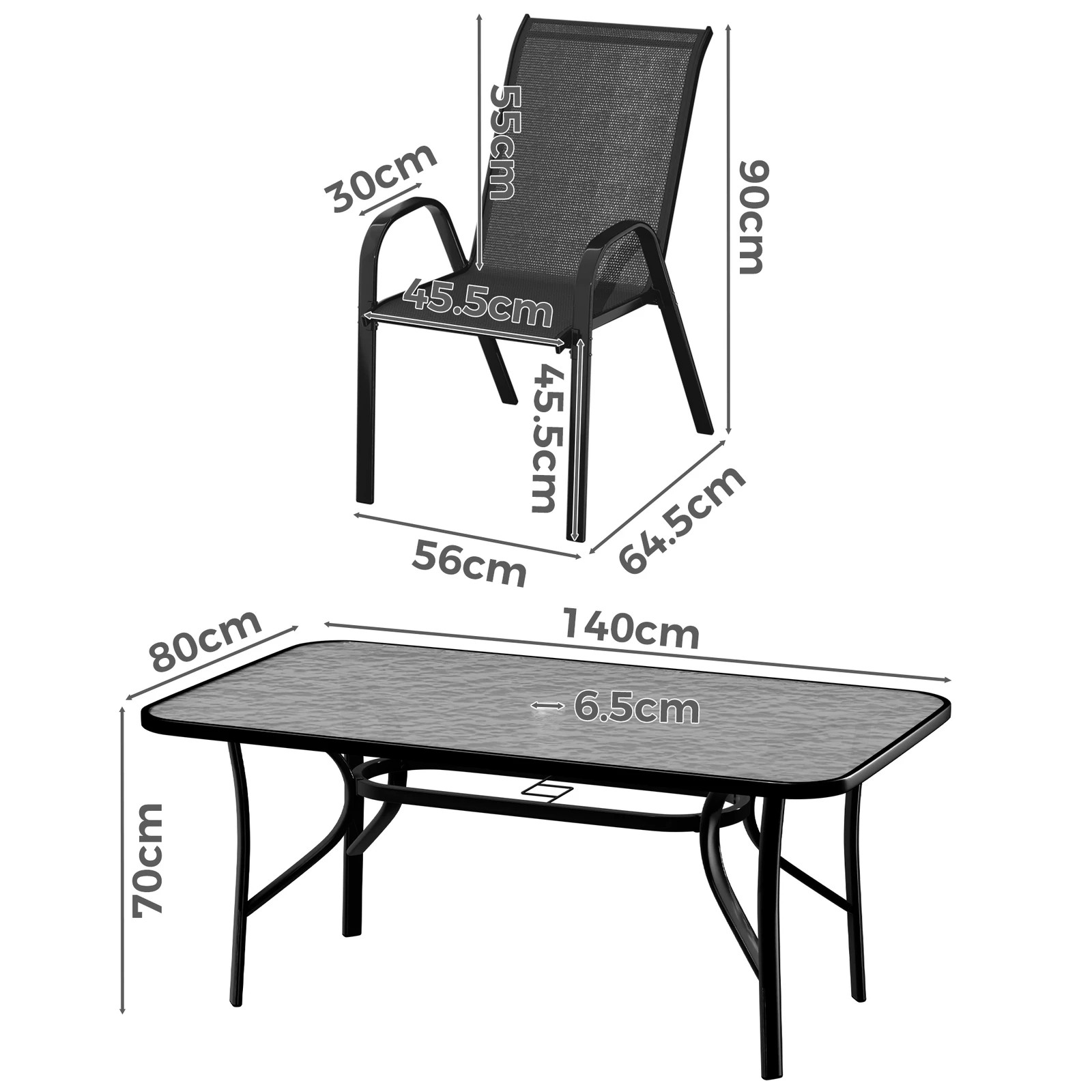 5 Alfordson 7PCS Outdoor Dining Set Patio Table and Chairs Garden Furniture - Black, 5 of 10
