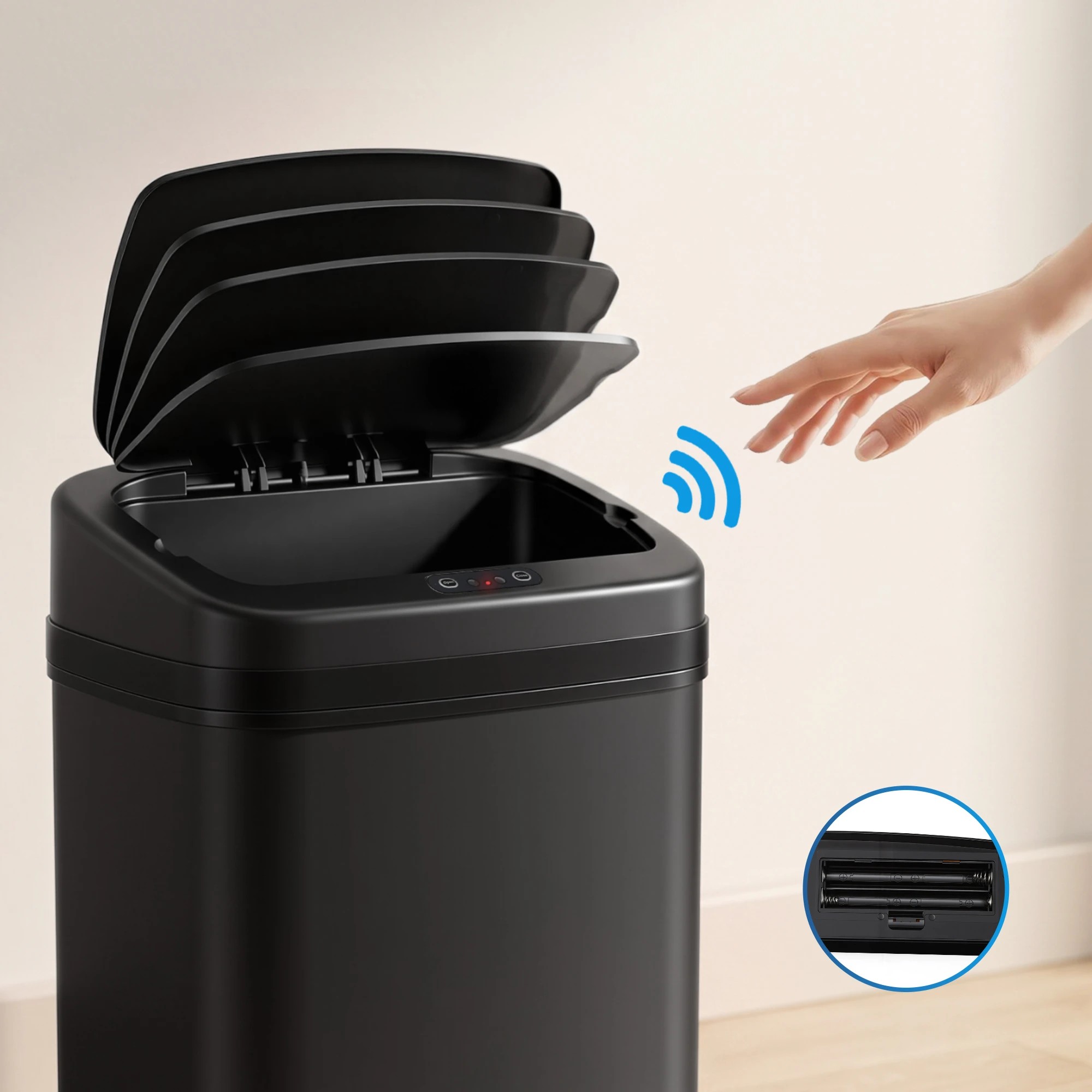 4 Devanti 15L Motion Sensor Bin Touchless Bins Soft-Close Rubbish Trash Can - Black, 4 of 9