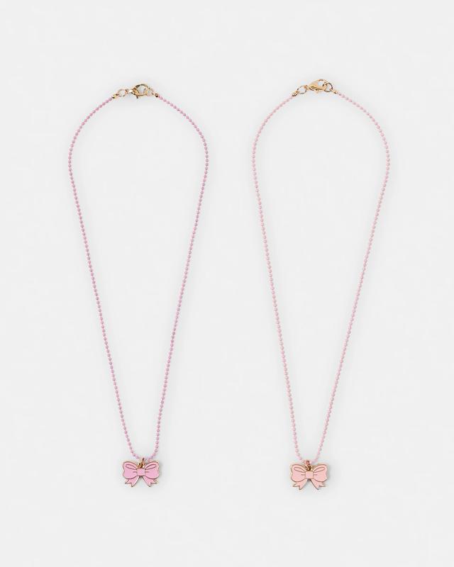 2 Pack Bow BFF Necklace - 