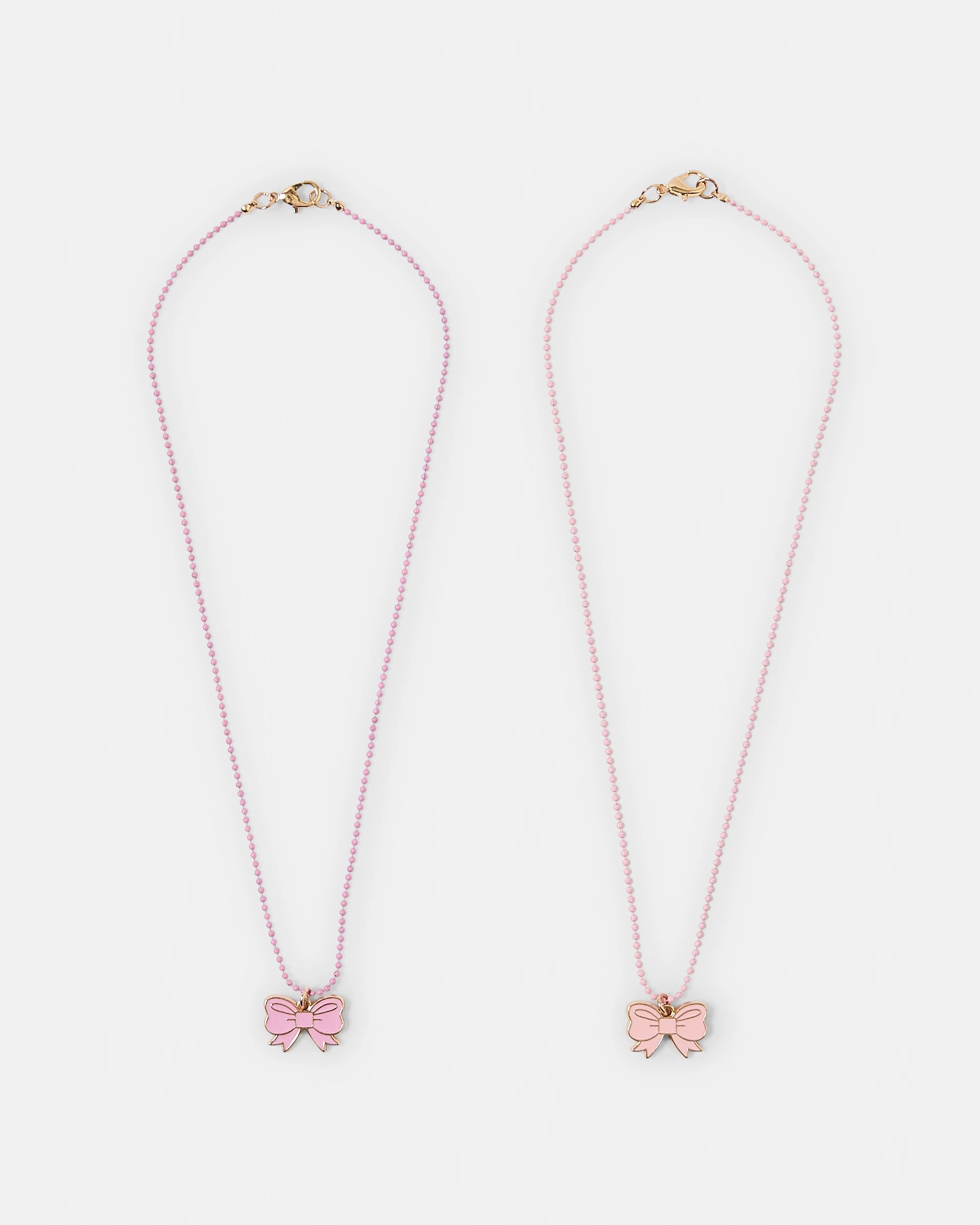 1 2 Pack Bow BFF Necklace - Pink, 1 of 3