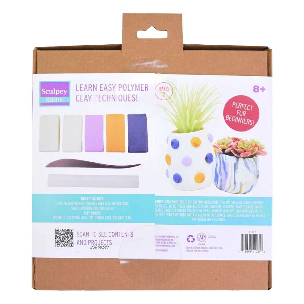 2 Sculpey III Oven-bake Clay Succulent Pots Kit, 2 of 4