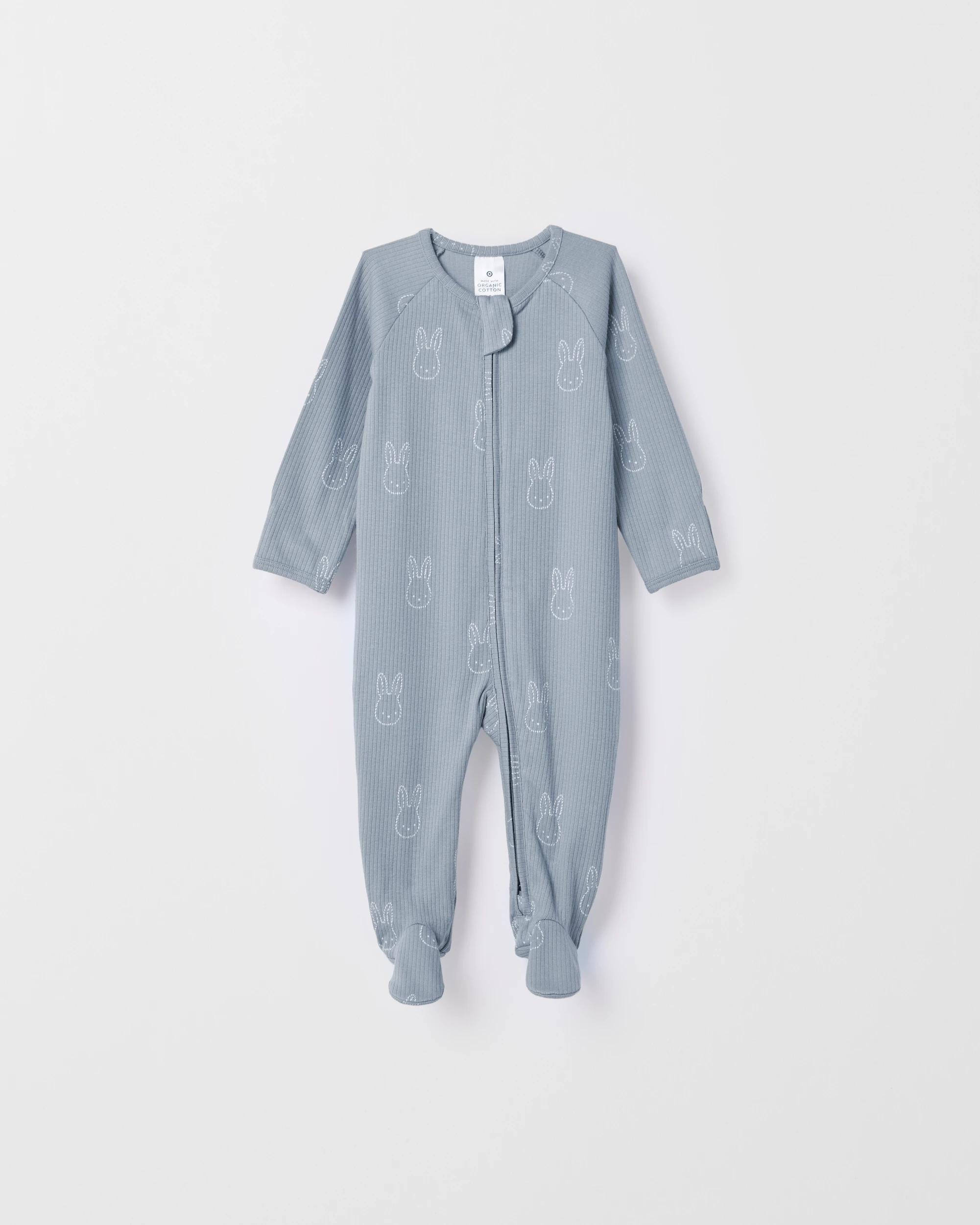 3 Target Baby Baby Organic Cotton Print Zip Coverall DUSTY TEAL, 3 of 4