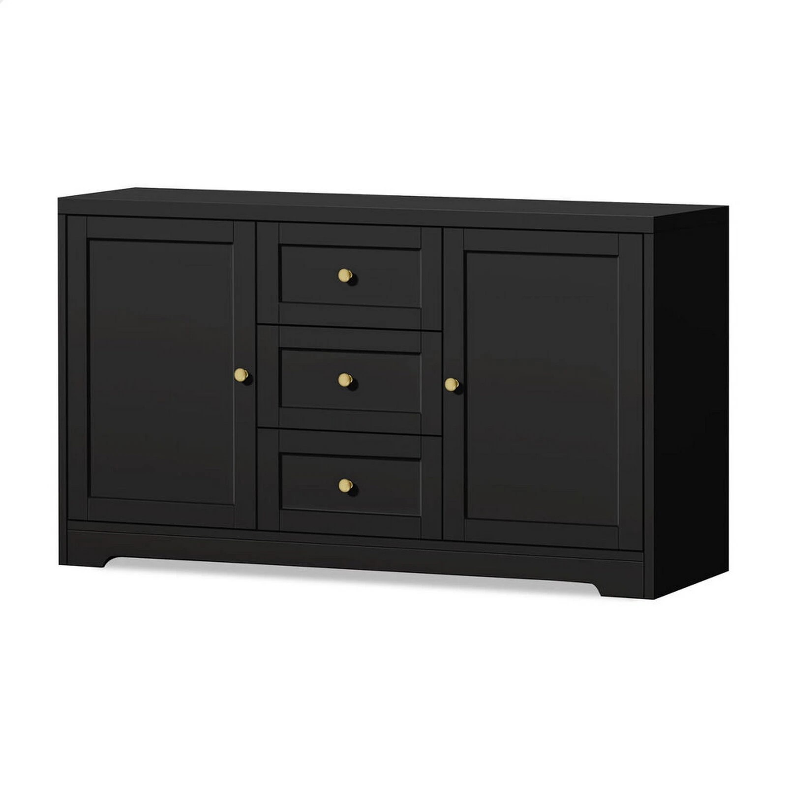 1 Alfordson Buffet Sideboard Cupboard Cabinet Storage Drawers Pantry Hallway - Black, 1 of 9